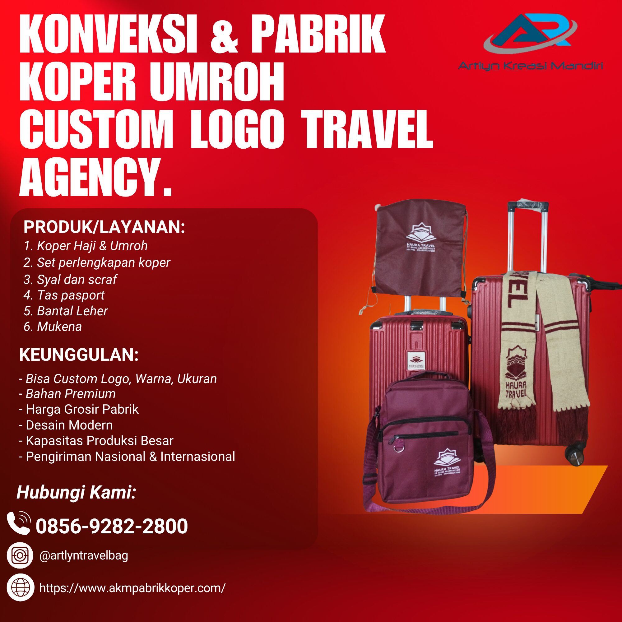 AWET! CALL 0856-9282-2800, Grosir Perlengkapan Koper Langsung Pabrik Malaysia, AKM