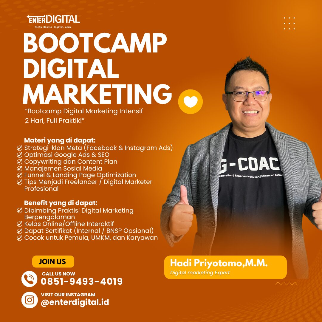 BERSERTIFIKAT! WA 0851-9493-4019 , Bootcamp Digital Marketing 2025 Lumajang