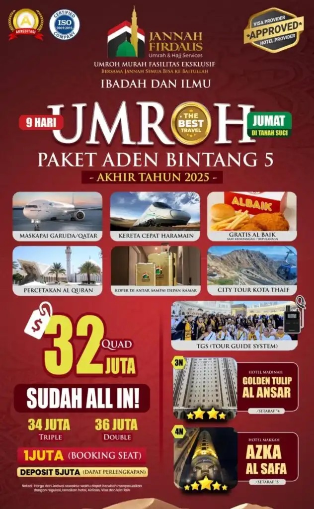 TERPERCAYA! TELP. 0811-8134-882, Paket Umroh Double Palangkaraya, Jannah Firdaus