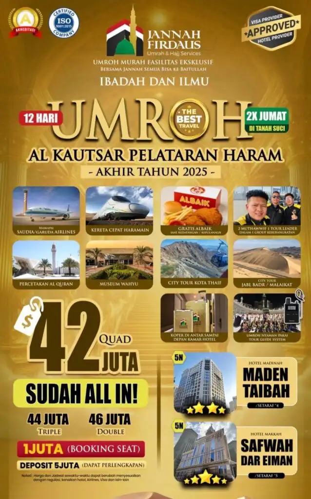 VIP! WA: 0811-8134-882, Paket Umroh Double Tarakan, Jannah Firdaus