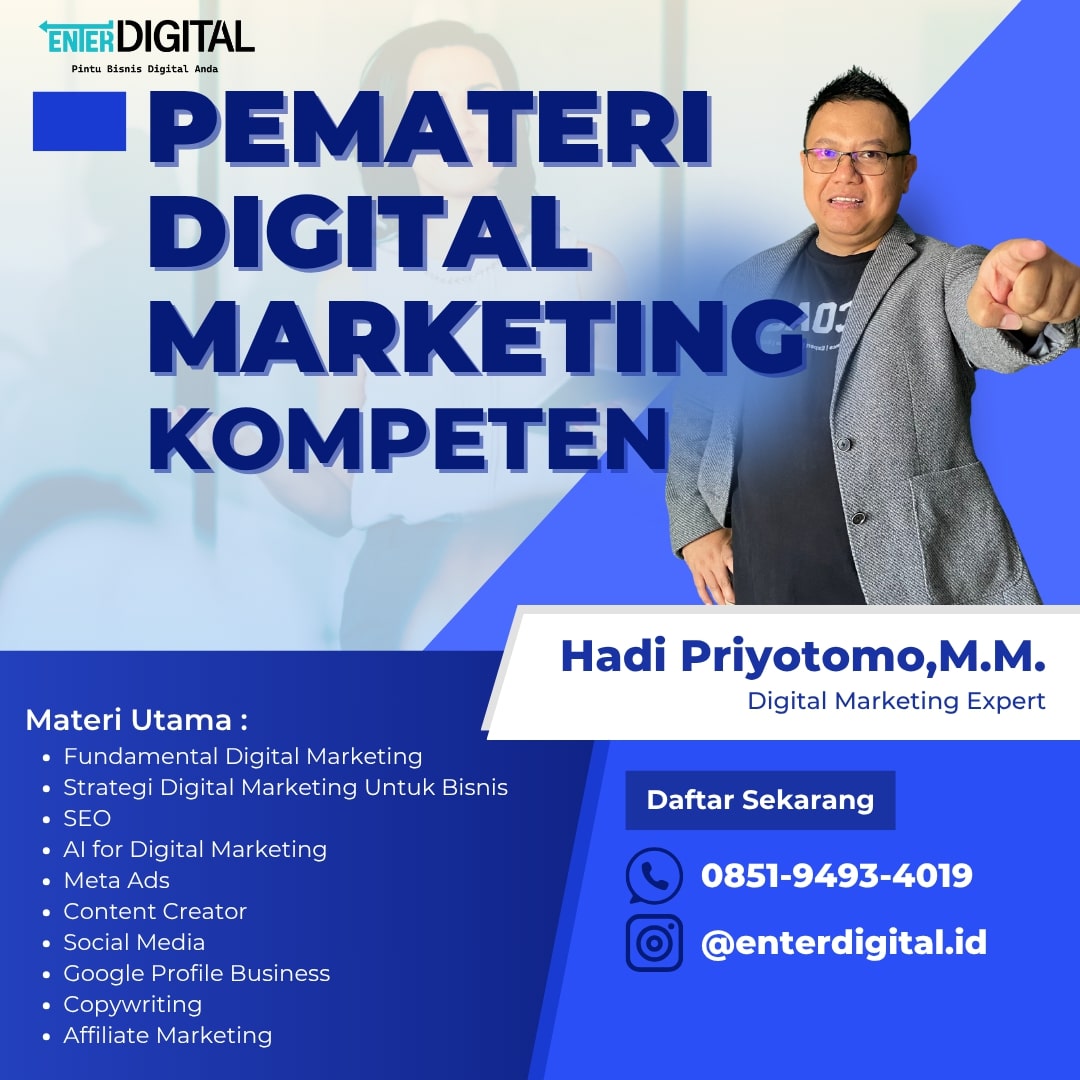 PROFESIONAL! HUB : 0851-9493-4019, Narasumber Digital Marketing, Coach Hadi Priyotomo Kotawaringin Barat