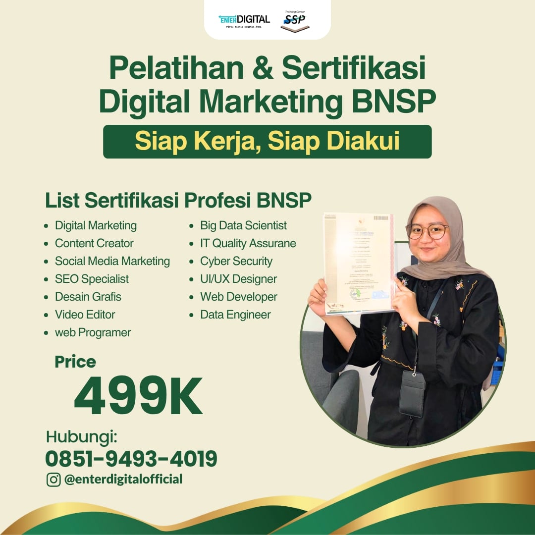TERPERCAYA! HUB: 0851-9493-4019, Sertifikasi Kompetensi Digital Marketing Banjarbaru