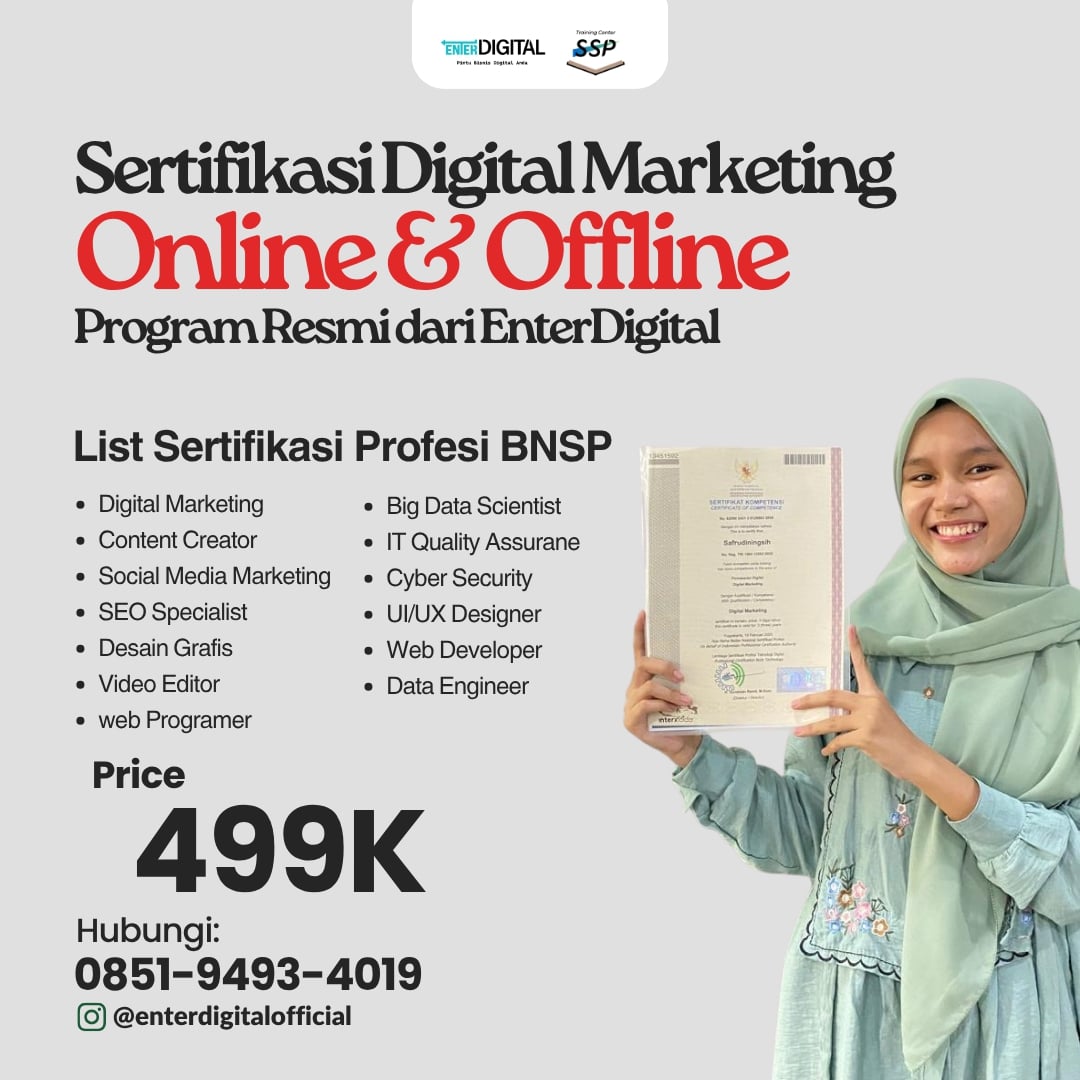 AHLI! TELP. 0851-9493-4019, Sertifikasi Kompetensi Digital Marketing Jawa Timur