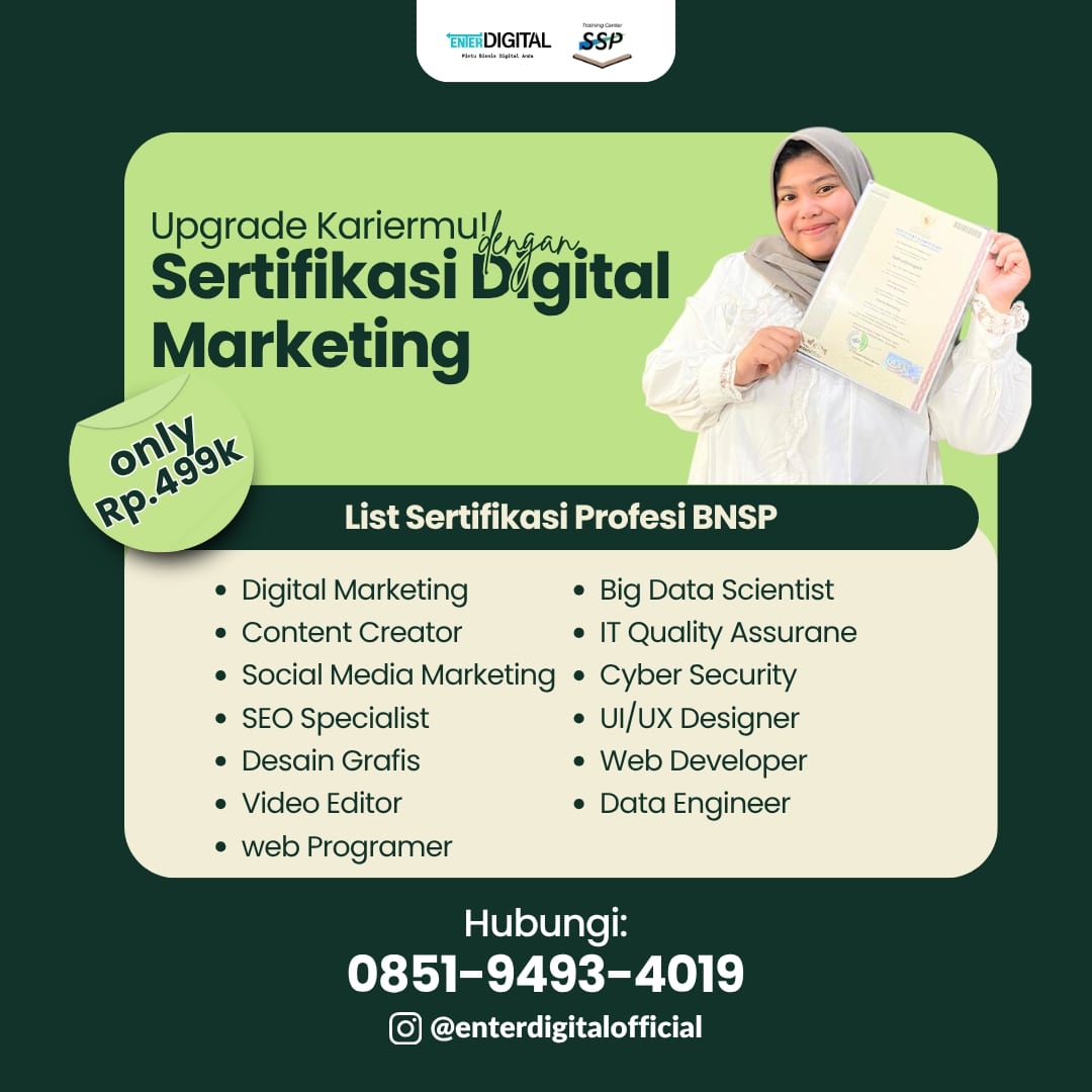 UNGGULAN! HUB: 0851-9493-4019, Sertifikasi Kompetensi Digital Marketing Badung