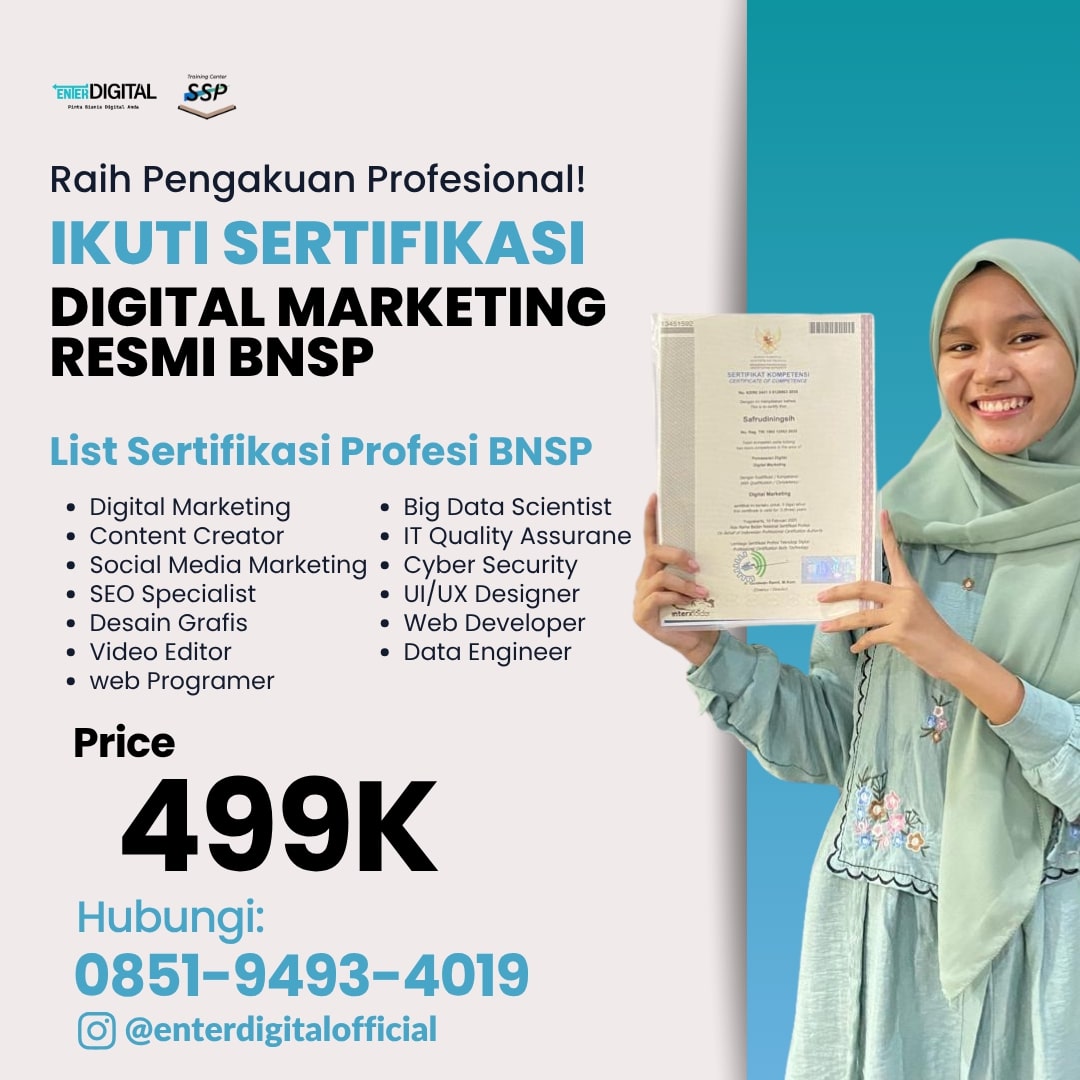 TERPERCAYA! WA: 0851-9493-4019, Kelas Sertifikasi Digital Marketing Kudus