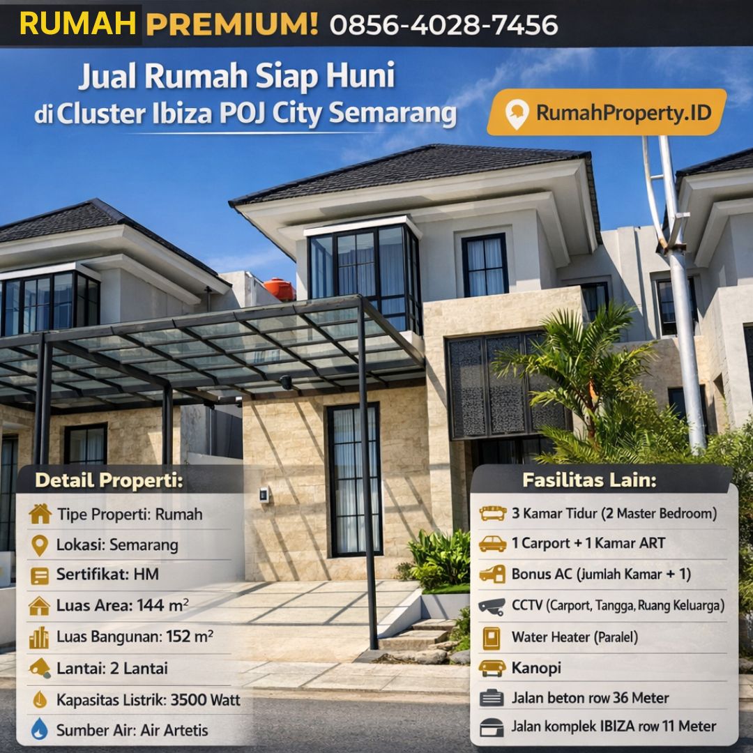 CLUSTER PREMIUM! 0856-4028-7456 Jual Rumah Siap Huni di Cluster Ibiza POJ City Semarang – RumahProperty.ID