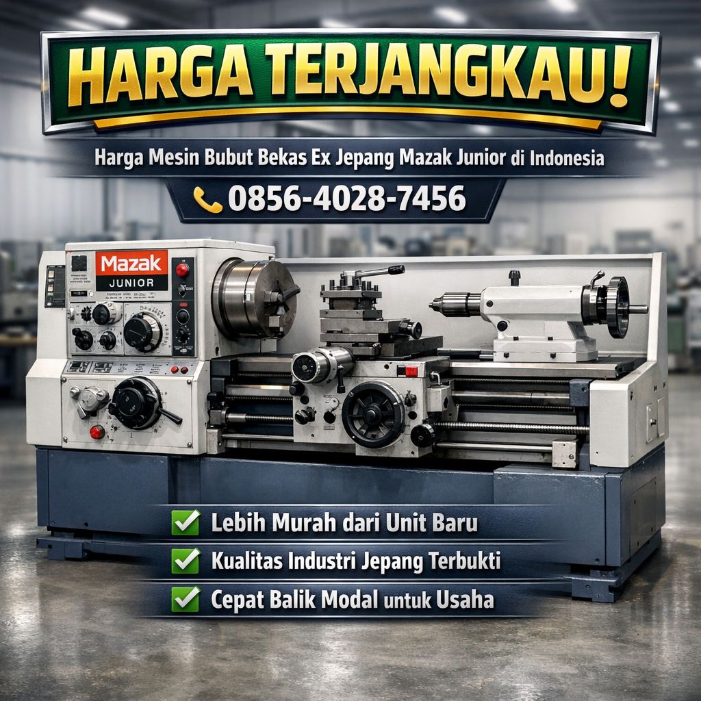 HARGA TERJANGKAU! 0856-4028-7456 Harga Mesin Bubut Bekas Ex Jepang Mazak Junior di Indonesia