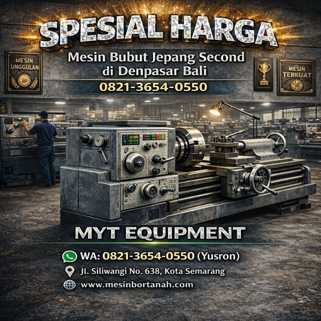 SPESIAL HARGA —0821-3654-0550 Harga Mesin Bubut Jepang Second di Denpasar Bali MYT Equipment