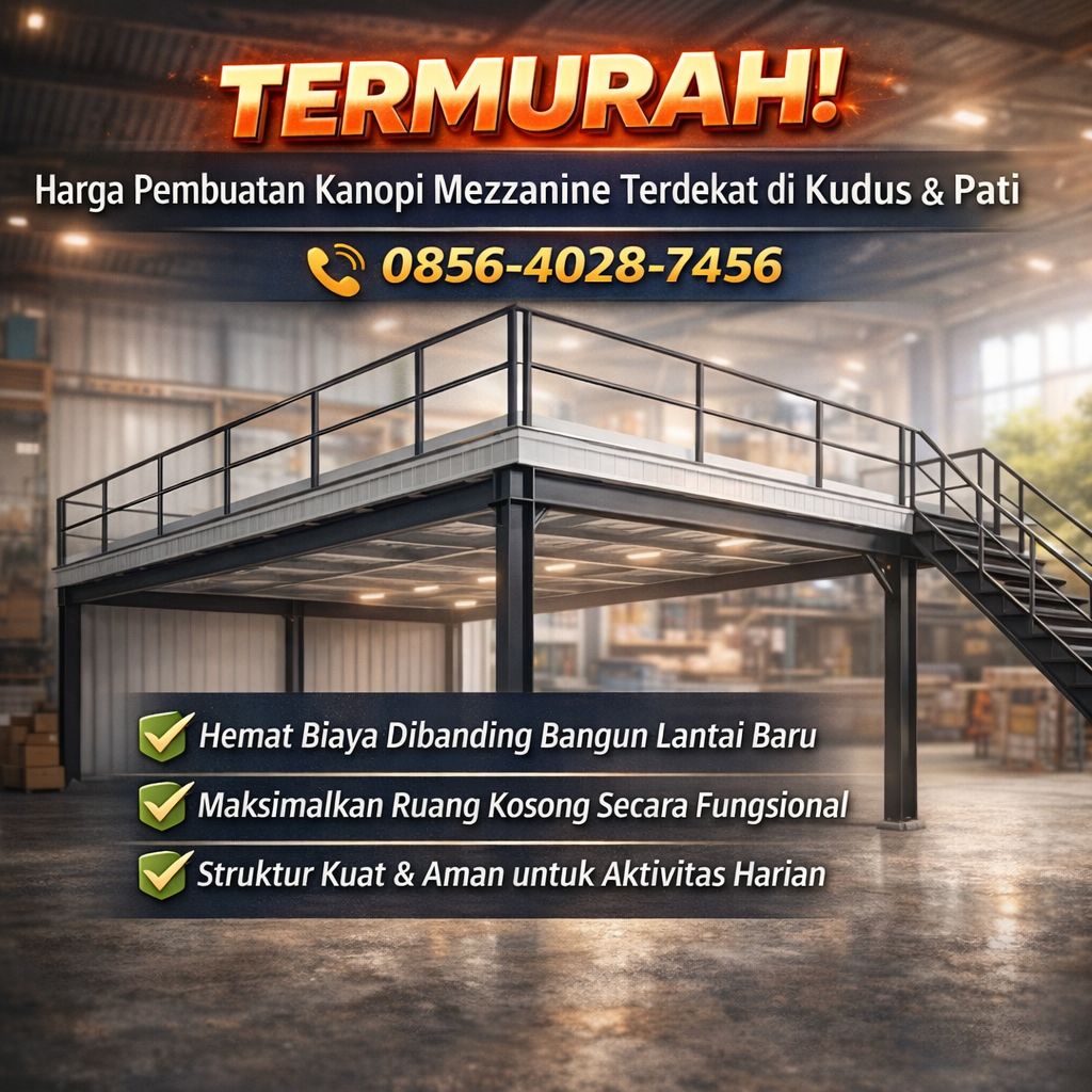 TERMURAH ! 0856-4028-7456 Harga Pembuatan Kanopi Mezzanine Terdekat di Kudus Pati