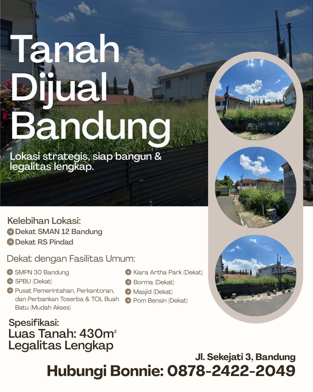 TERMURAH! HUB : 0878-2422-2049, Jual Tanah Hitam Terdekat RS Al Islam Bandung