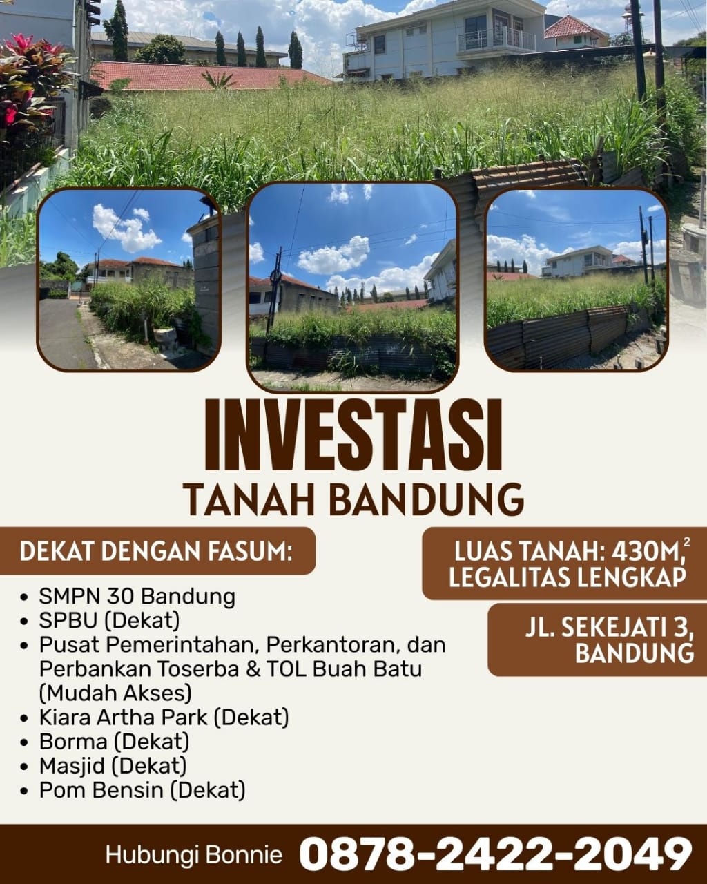 DEAL! WA : 0878-2422-2049, Jual Tanah Hektar Dekat Supermarket Bandung