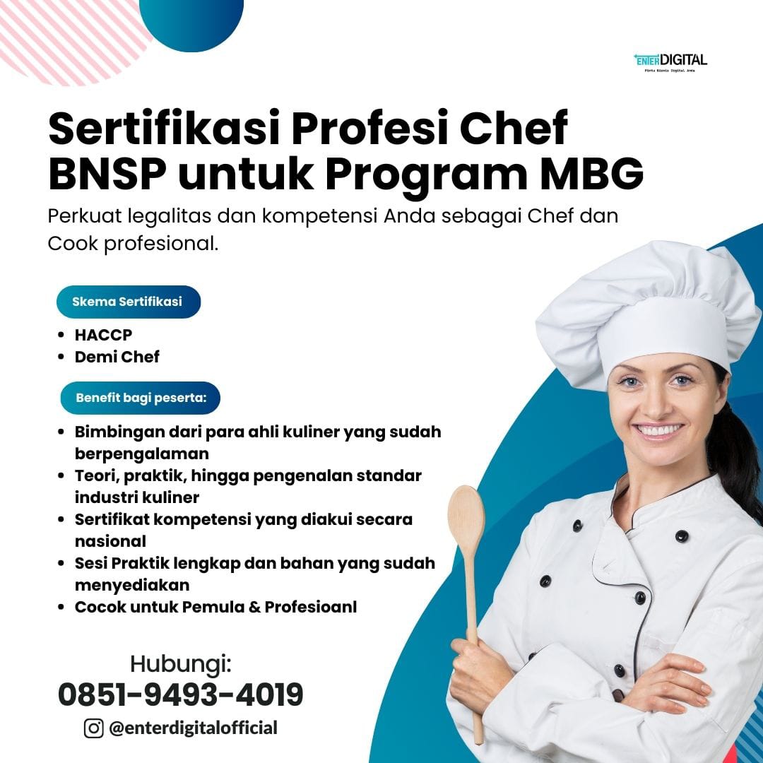 RESMI! TELP. 0851-9493-4019, Sertifikasi Chef Gorontalo