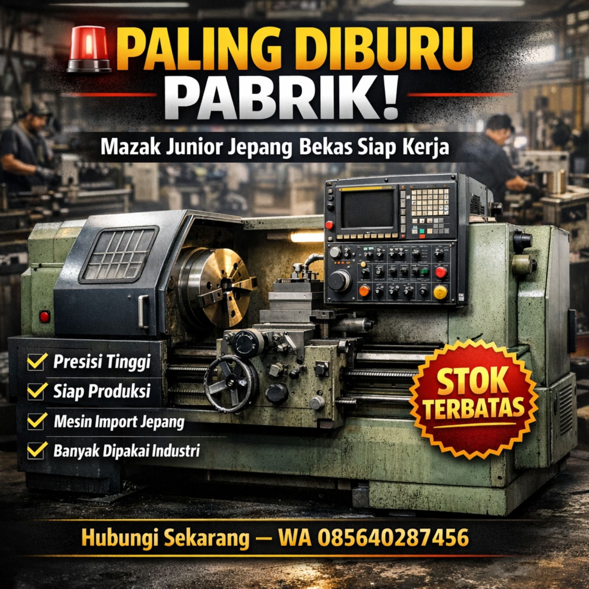 PALING DIBURU PABRIK! WA 085640287456 – Jual Mesin Bubut Jepang Bekas Mazak Junior di Samarinda