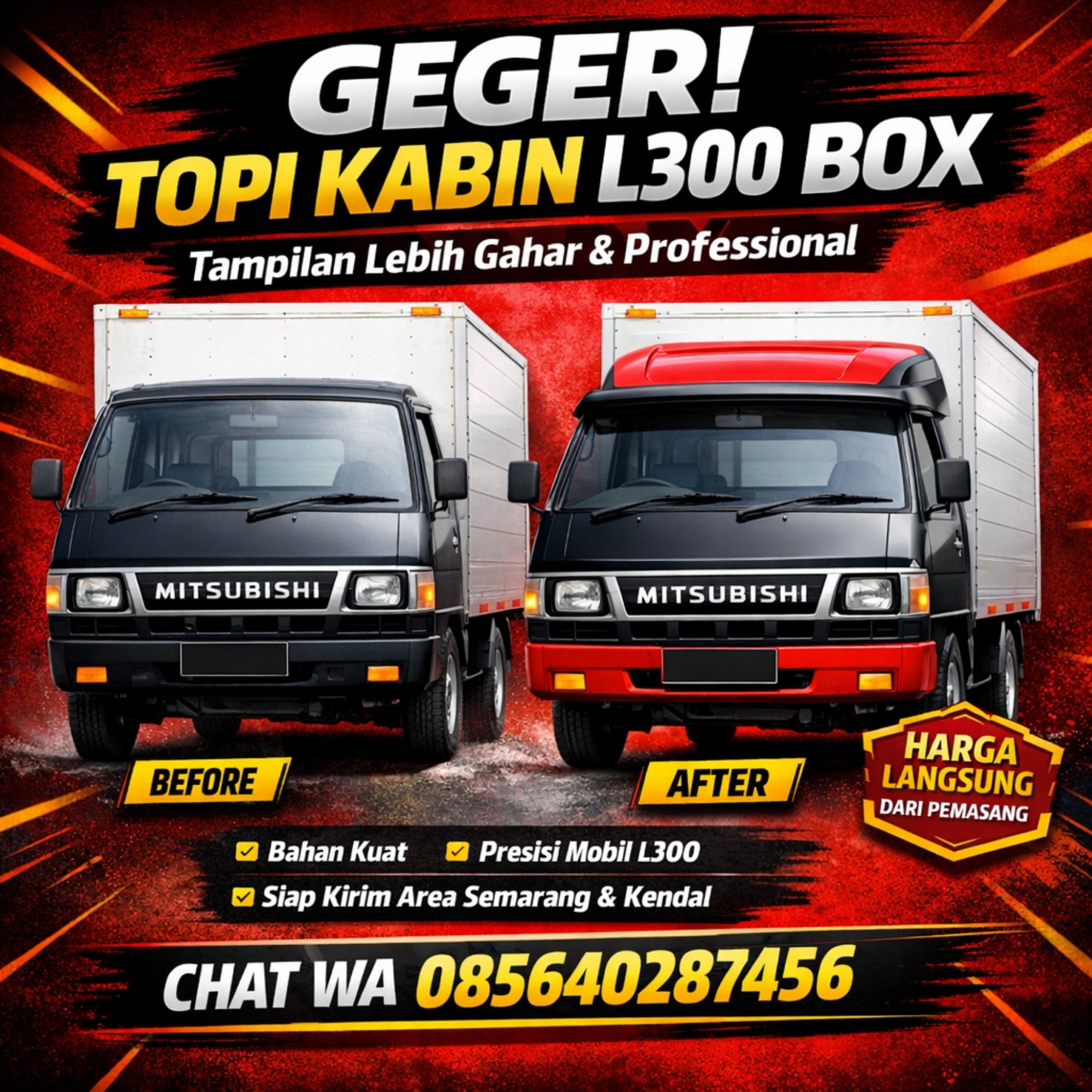 GEGER! Topi Kabin L300 Box Bikin Tampilan Auto Gahar WA 085640287456 – Harga Topi Kabin Mobil L300 Box Wind Deflector Semarang Kendal