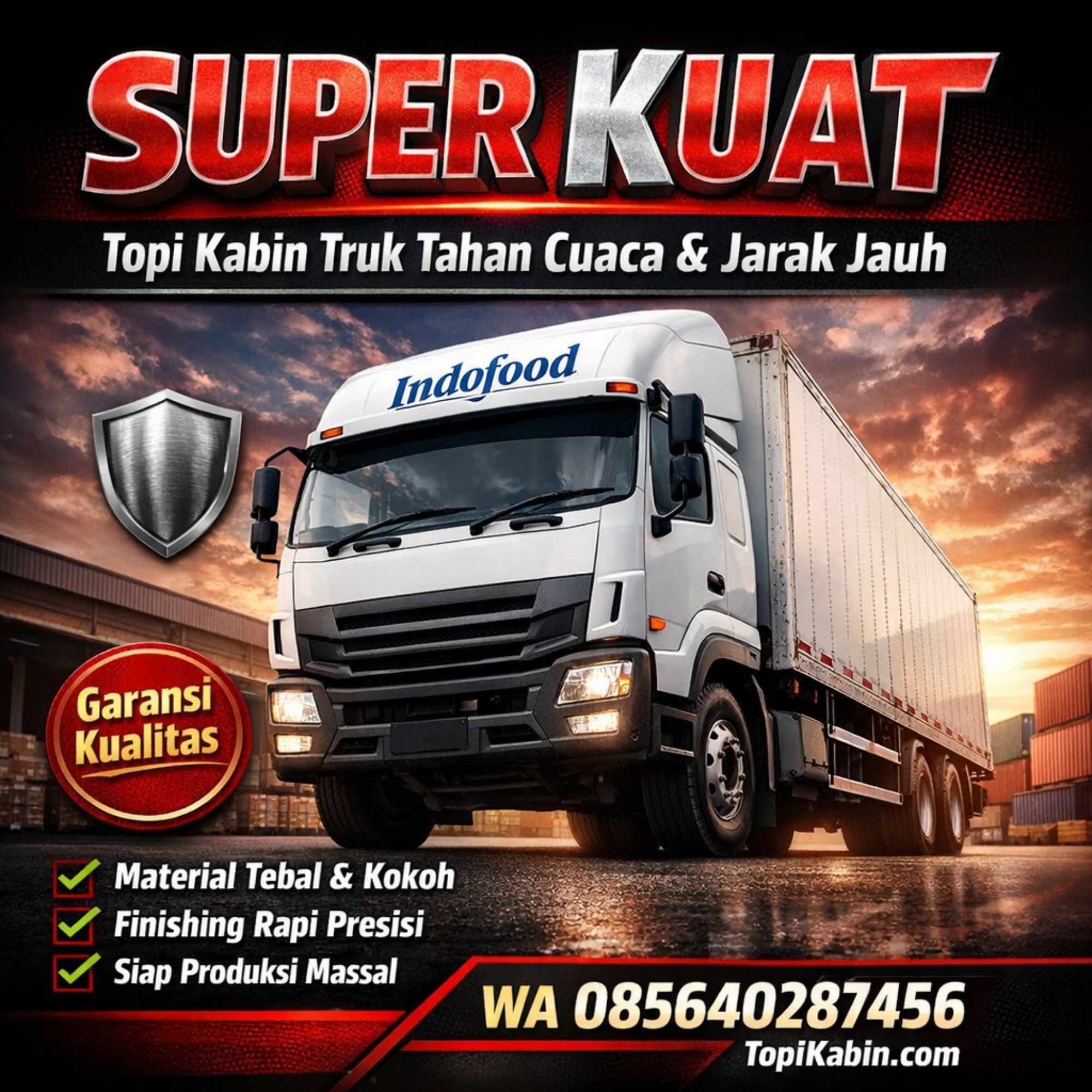 SUPER KUAT WA 085640287456 Jual Wind Deflector Topi Kabin Truk Indofood di Semarang Jateng