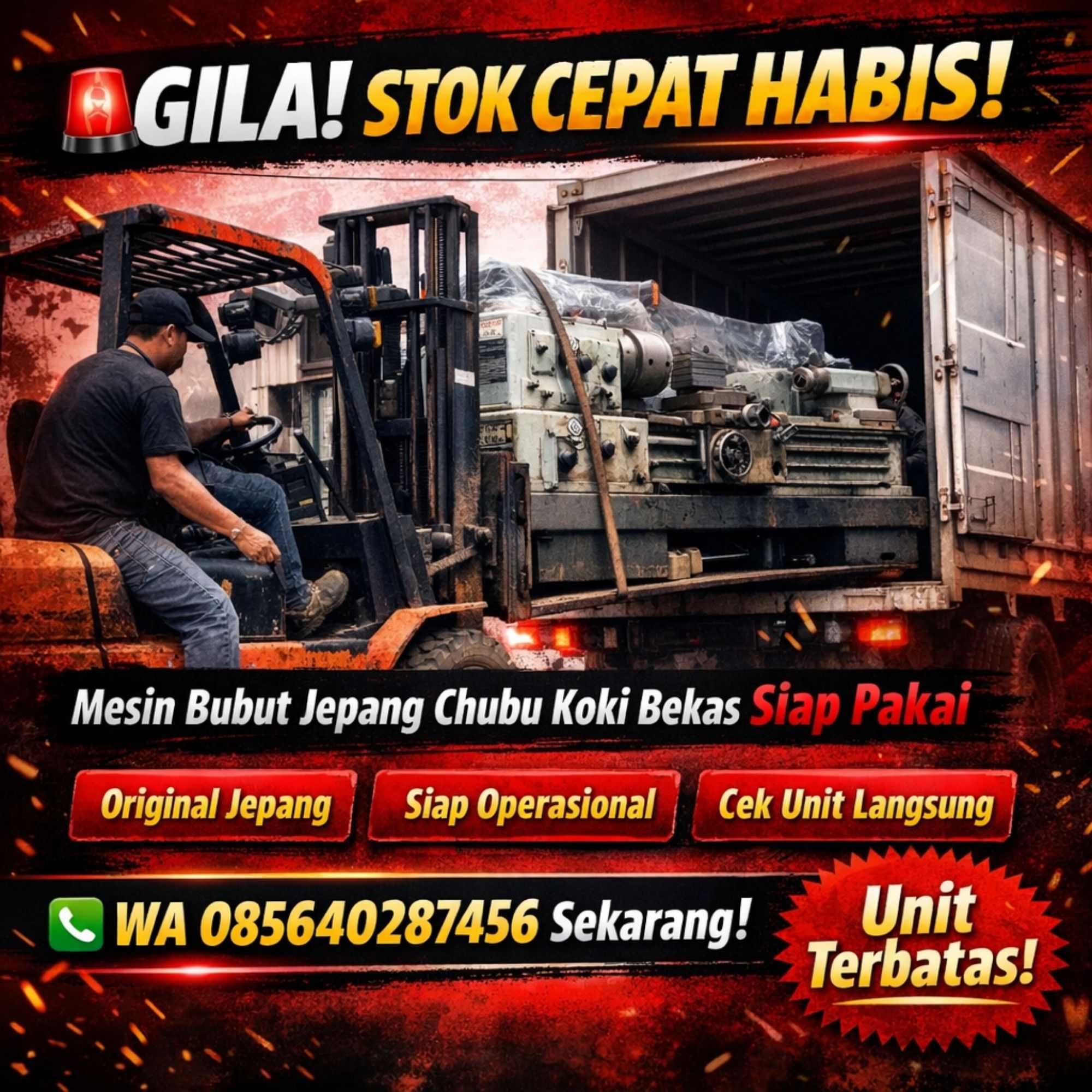 GILA! STOK CEPAT HABIS! WA 085640287456 – Jual Mesin Bubut Jepang Chubu Koki Bekas di Riau | Ana Machinery