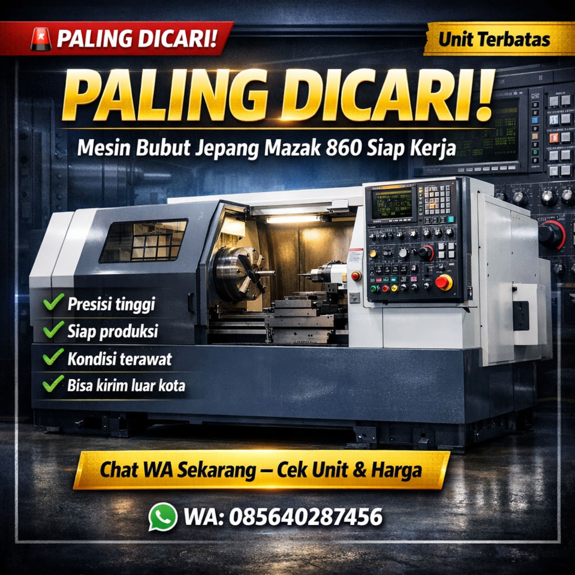 PALING DICARI! WA 085640287456 – Jual Mesin Bubut Jepang Bekas Mazak 860 di Balikpapan