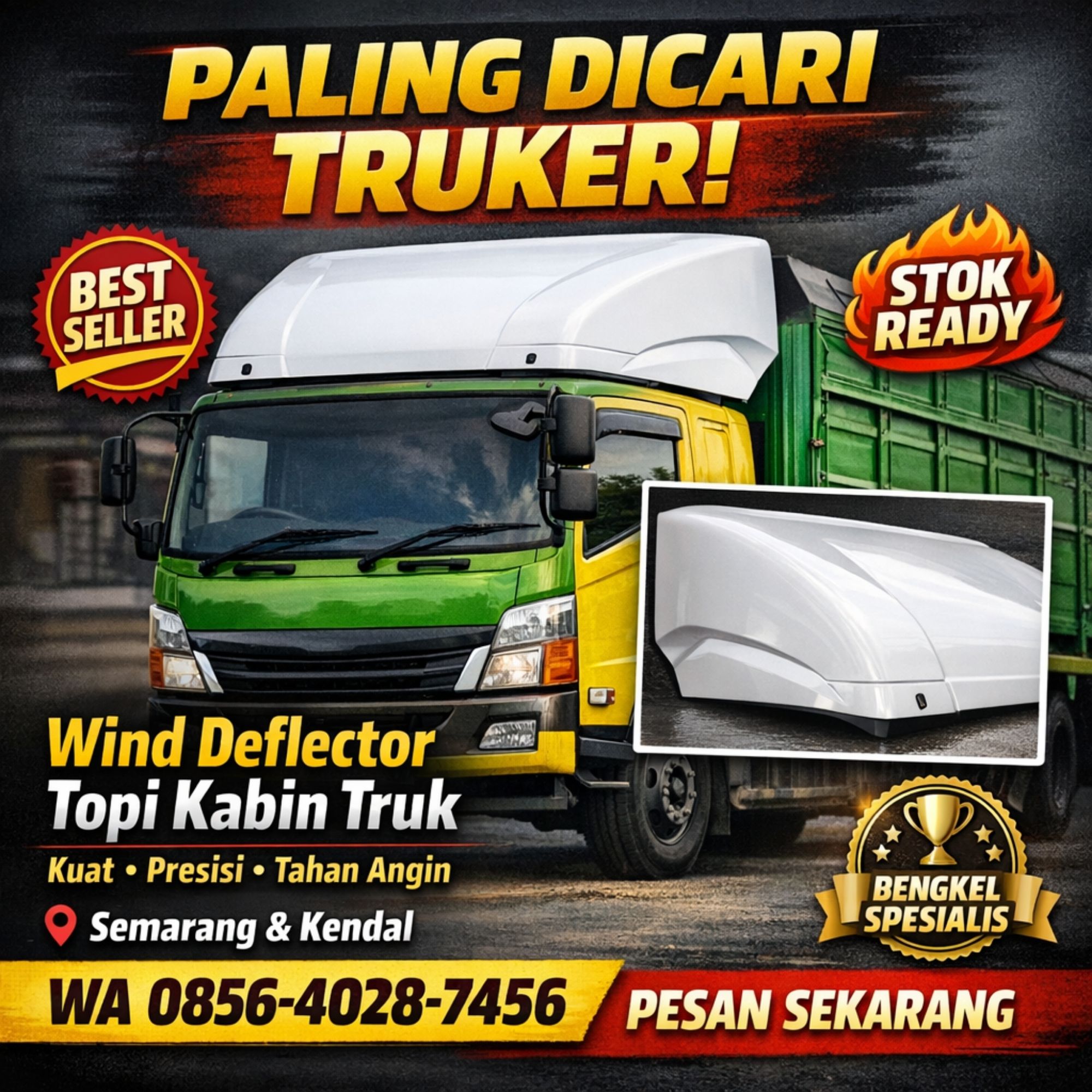 TRUKER WAJIB PUNYA! WA 0856-4028-7456 – Jual Wind Deflector Topi Kabin Truk Semarang & Kendal