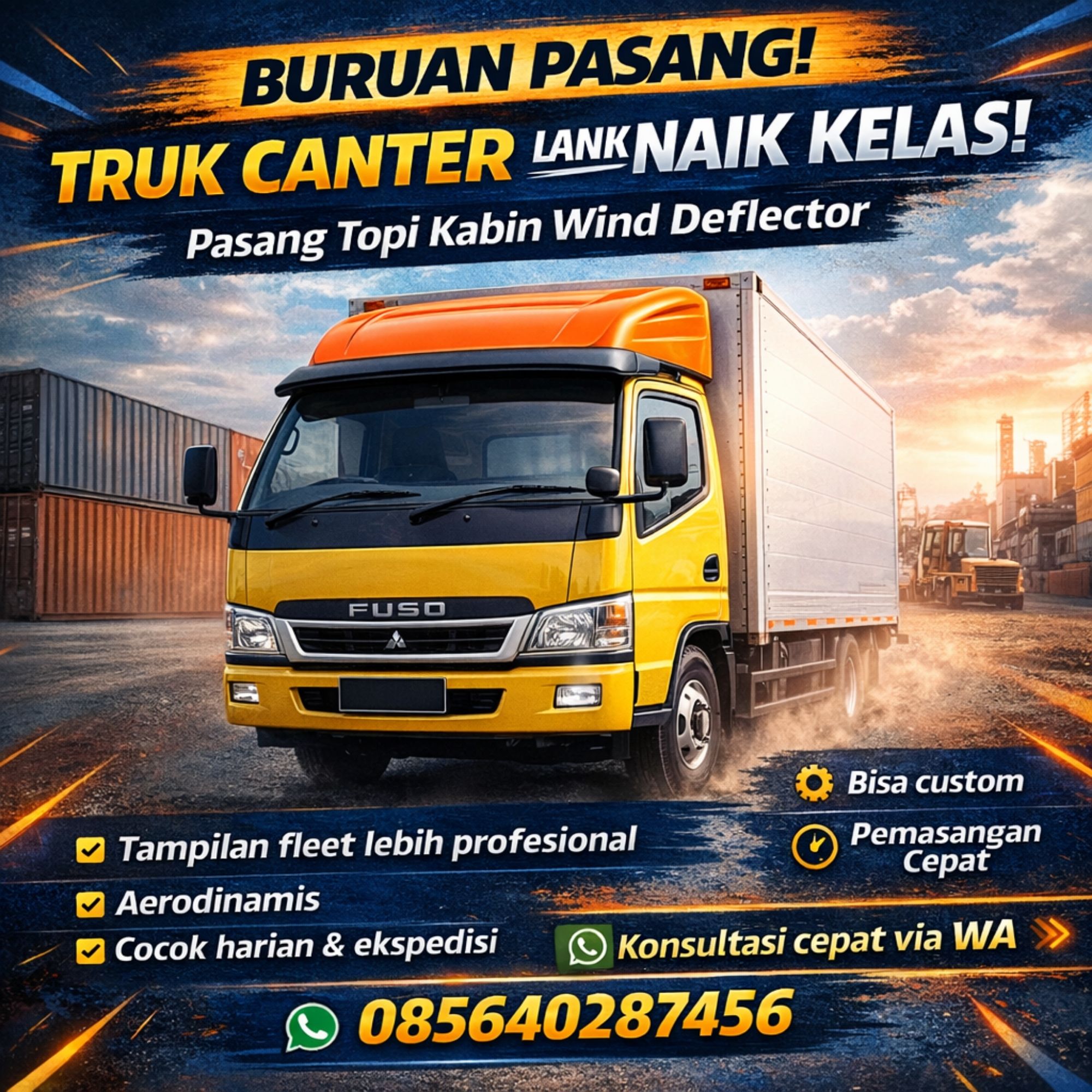 BURUAN PASANG! Truk Canter Langsung Naik Kelas WA 085640287456 – Jual Topi Kabin Truk Canter Wind Deflector Semarang Kendal
