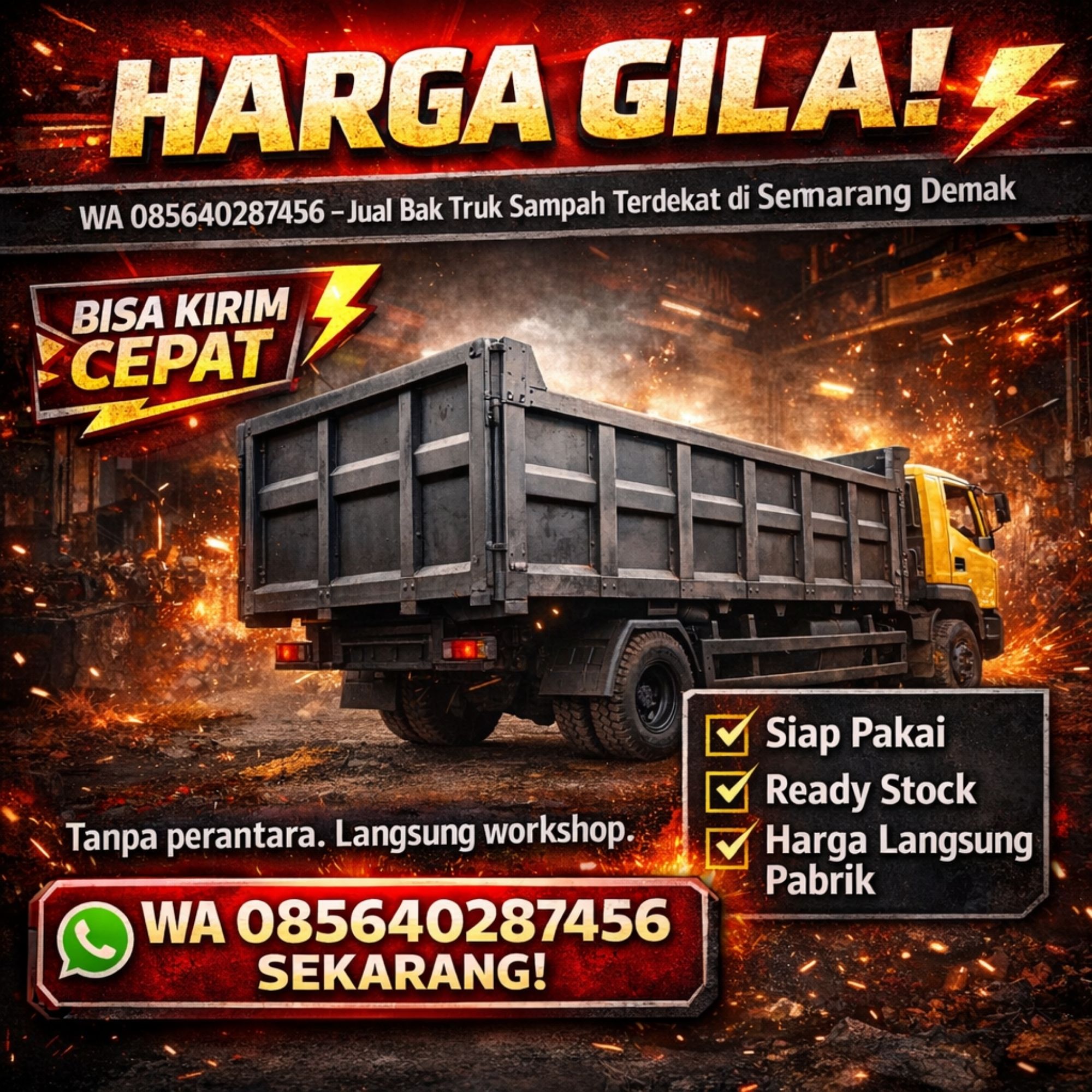 HARGA GILA! WA 085640287456 – Jual Bak Truk Sampah Terdekat di Semarang Demak