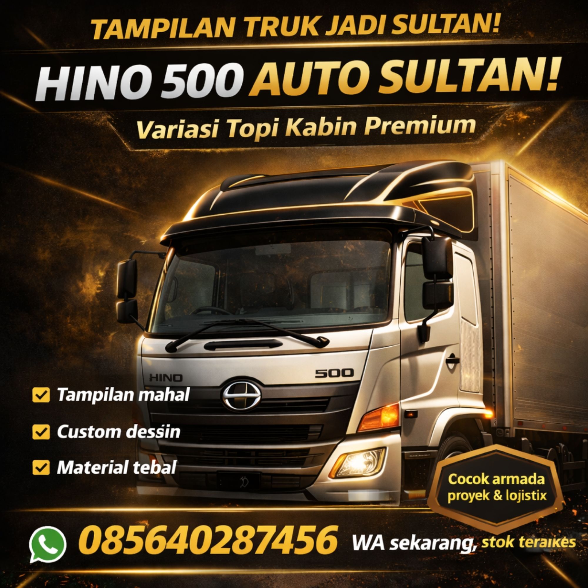 TAMPILAN TRUK JADI SULTAN! Upgrade Hino 500 Sekarang WA 085640287456 – Variasi Topi Kabin Hino 500 Wind Deflector Semarang Kendal