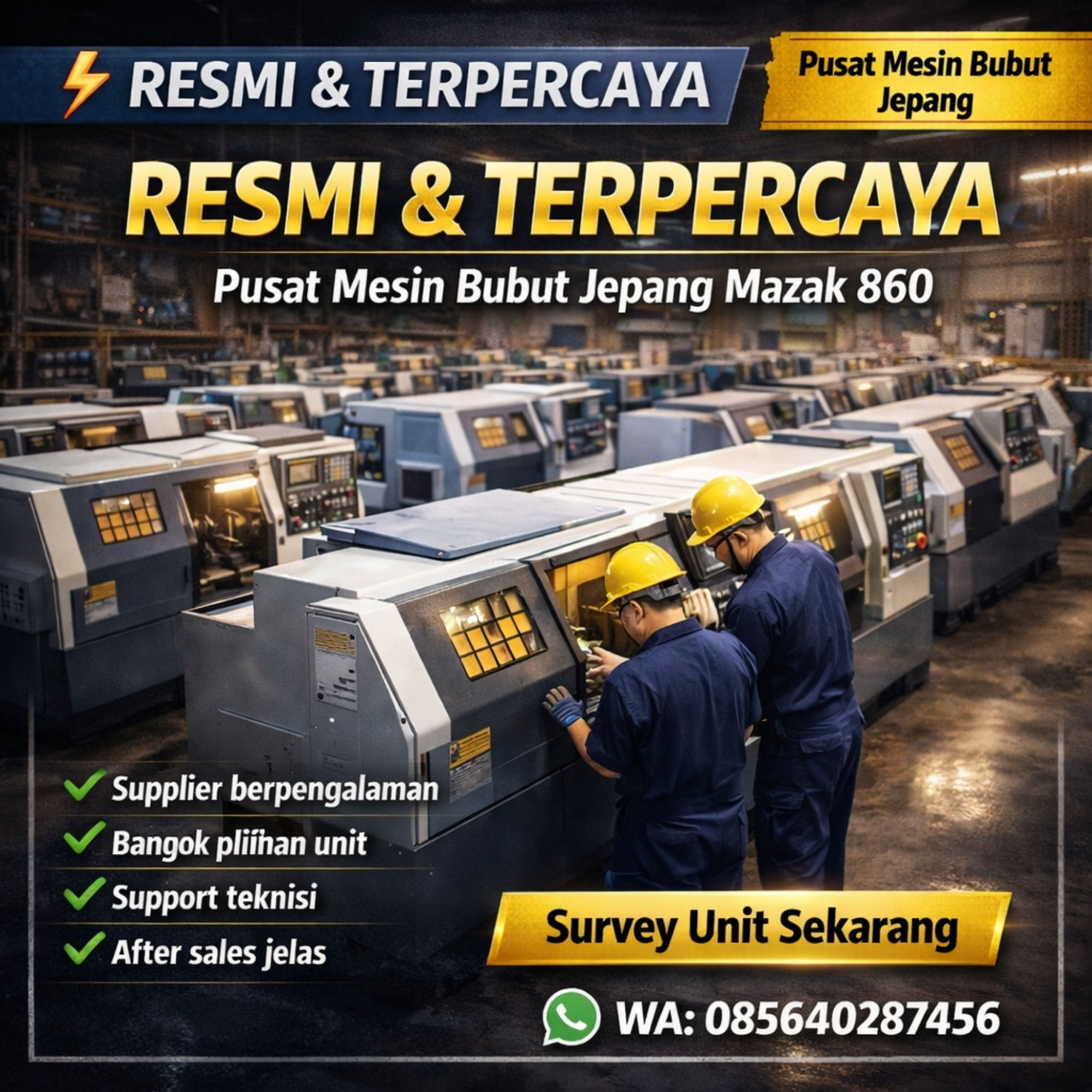 RESMI & TERPERCAYA! WA 085640287456 – Pusat Mesin Bubut Jepang Bekas Mazak 860 di Balikpapan