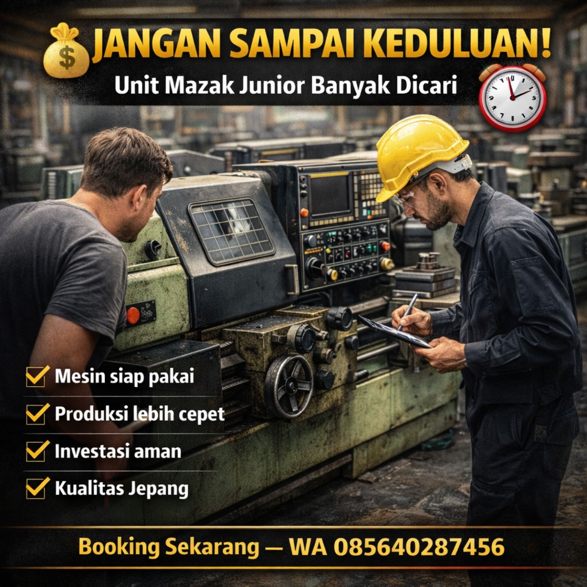 JANGAN SAMPAI KEDULUAN! WA 085640287456 – Beli Mesin Bubut Mazak Junior Jepang Bekas di Samarinda