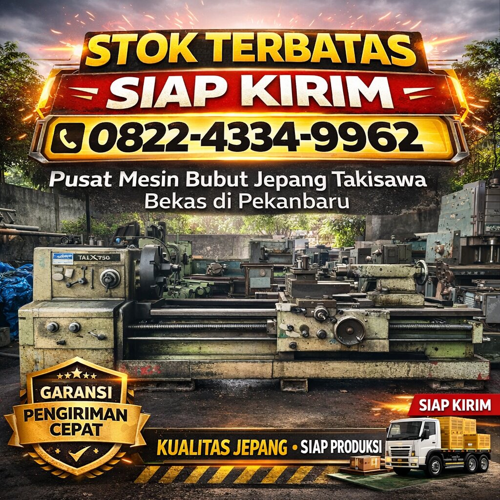 STOK TERBATAS SIAP KIRIM 0822-4334-9962 Pusat Mesin Bubut Jepang Takisawa Bekas di Pekanbaru