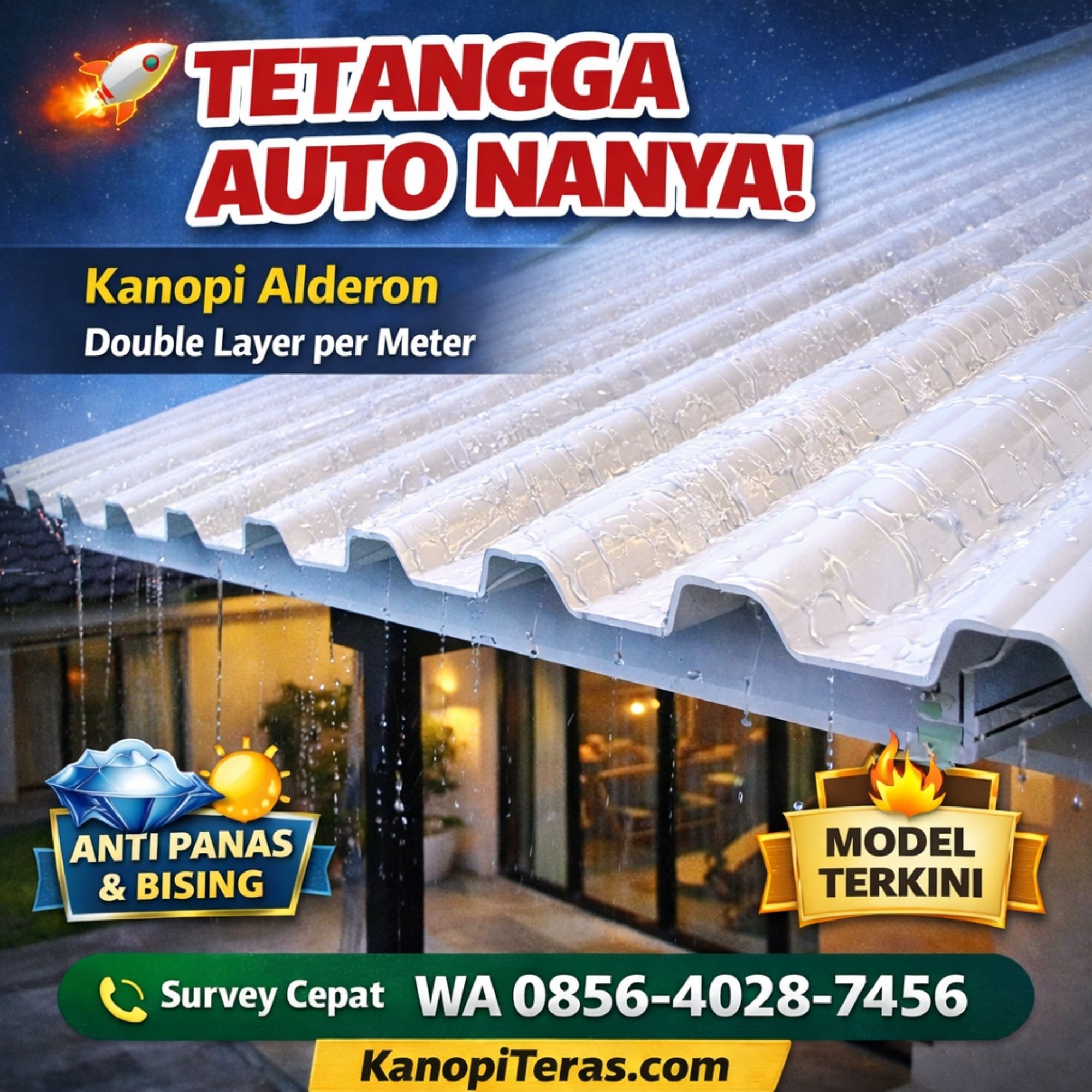 TETANGGA AUTO NANYA! WA 0856-4028-7456 – Variasi Kanopi Alderon Double Layer TERKEREN per Meter di Semarang Demak