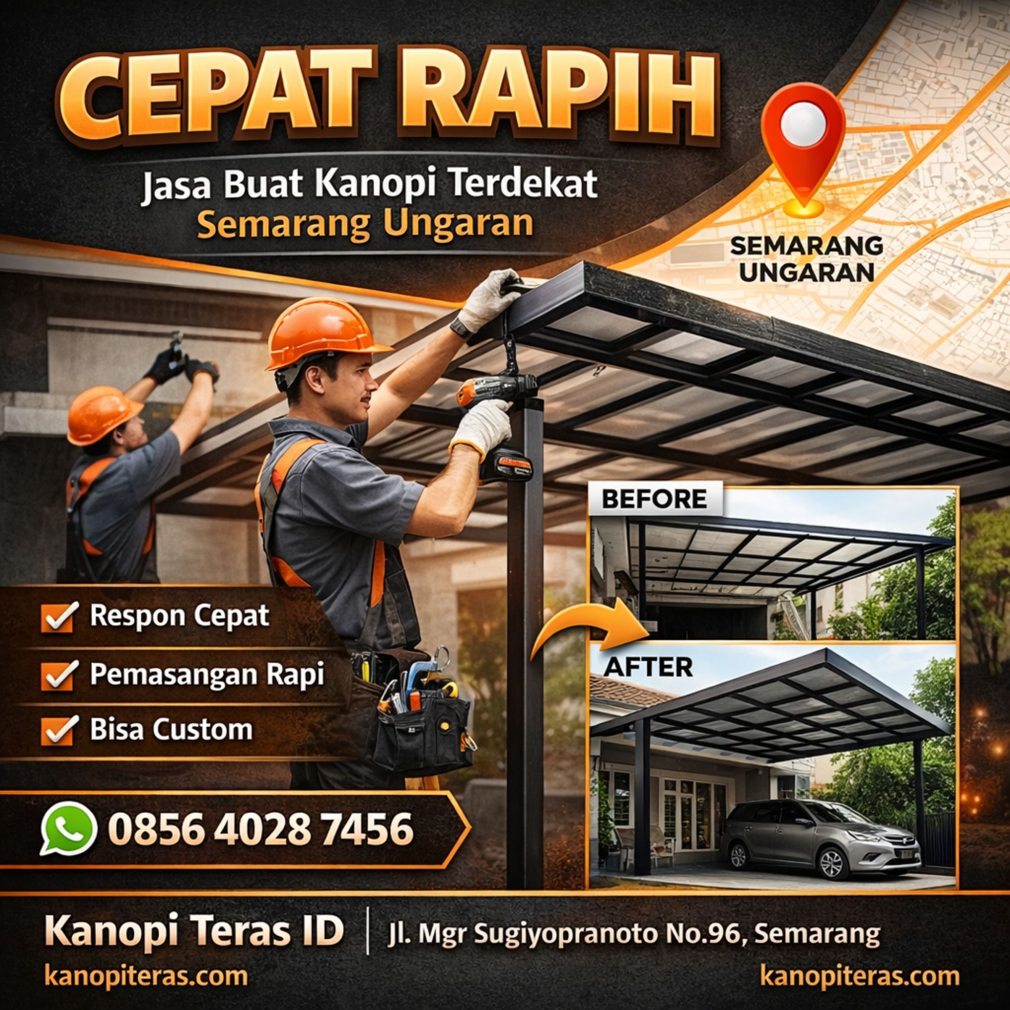 CEPAT RAPIH WA 085640287456 Jasa Buat Kanopi Terdekat di Semarang Ungaran – Kanopi Teras ID