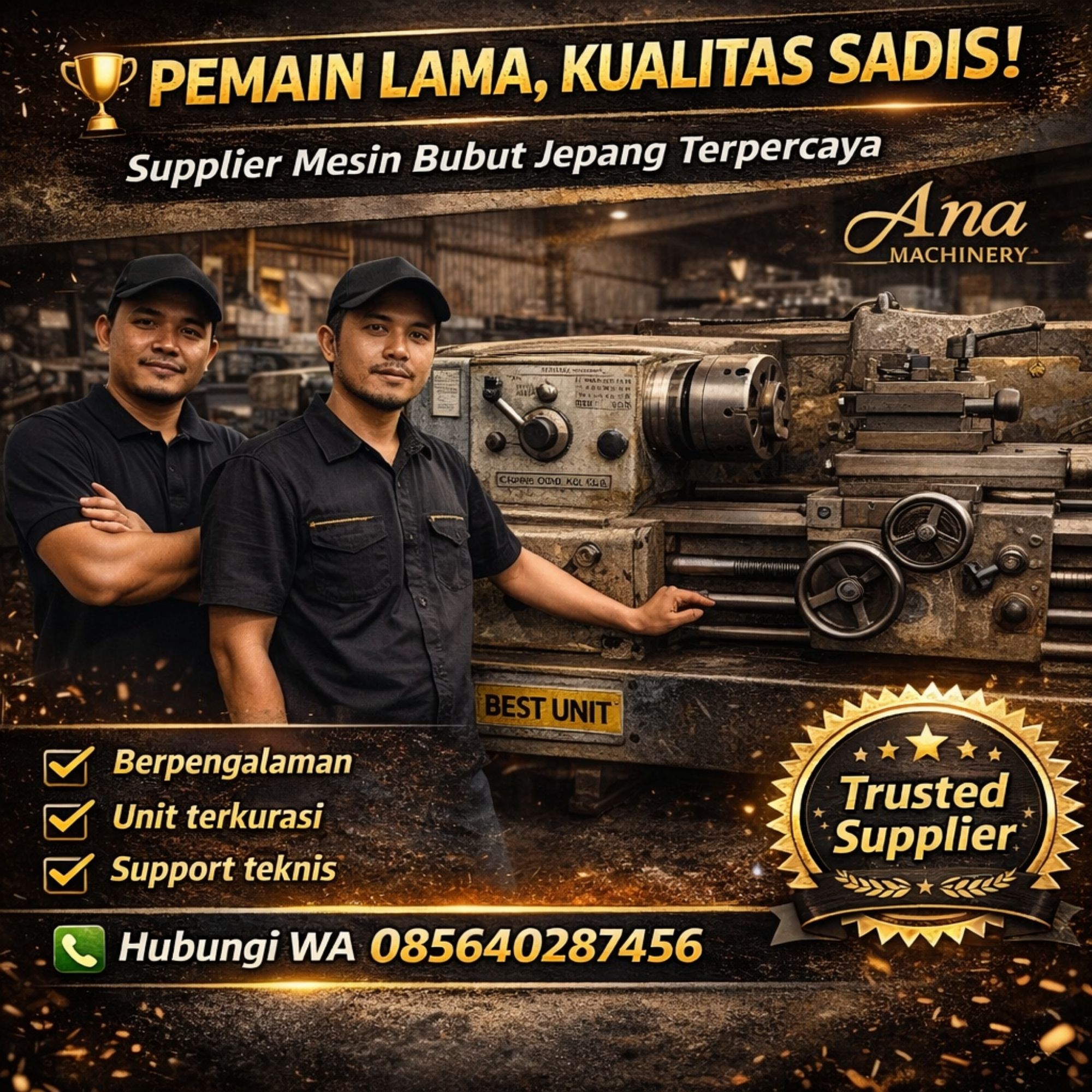 PEMAIN LAMA, KUALITAS SADIS! WA 085640287456 – Supplier Mesin Bubut Jepang Chubu Koki Bekas di Riau | Ana Machinery