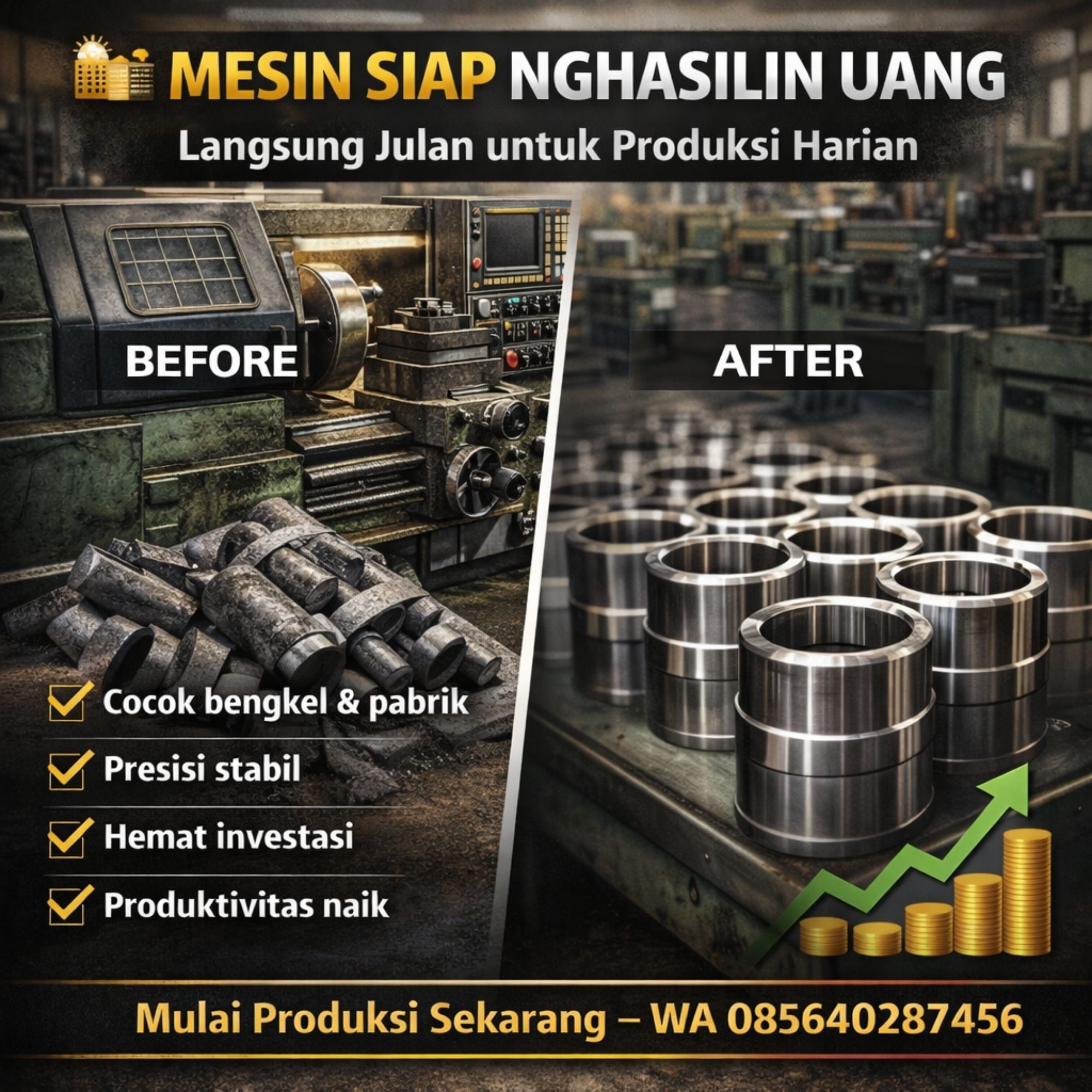 MESIN SIAP NGHASILIN UANG! WA 085640287456 – Pusat Mesin Bubut Jepang Mazak Junior Bekas di Samarinda