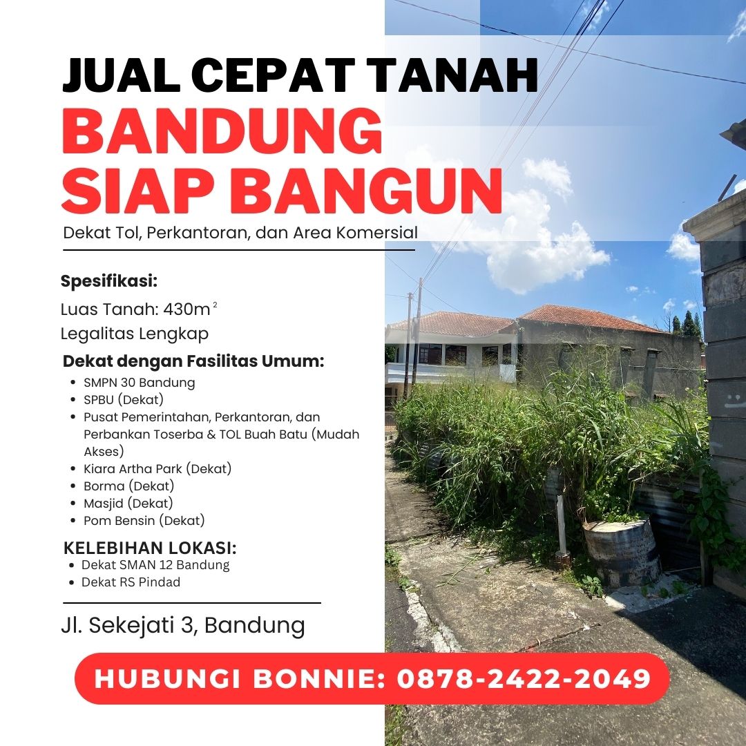 STRATEGIS! WA : 0878-2422-2049, Jual Tanah Hitam Dekat Puskesmas Kiaracondong