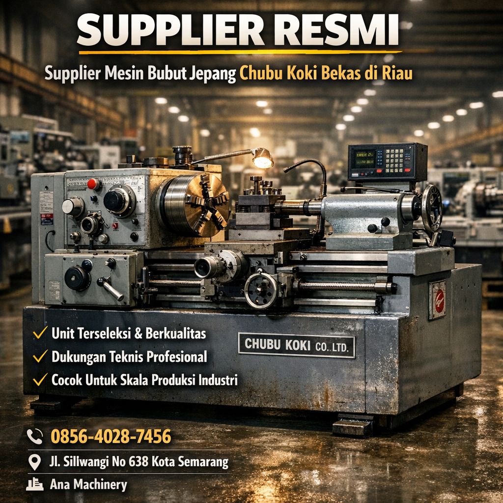 SUPPLIER RESMI & HANDAL! 0856-4028-7456 Supplier Mesin Bubut Jepang Chubu Koki Bekas di Riau – Ana Machinery