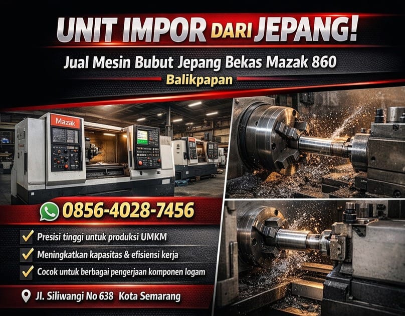 UNIT IMPOR DARI JEPANG! 0856-4028-7456 Jual Mesin Bubut Jepang Bekas Mazak 860 di Balikpapan