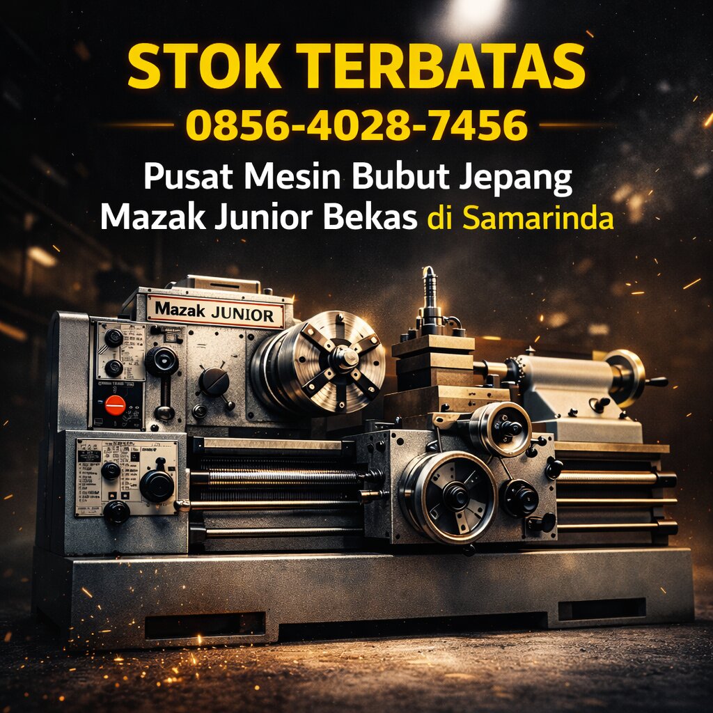 STOK TERBATAS 0856-4028-7456 Pusat Mesin Bubut Jepang Mazak Junior Bekas di Samarinda