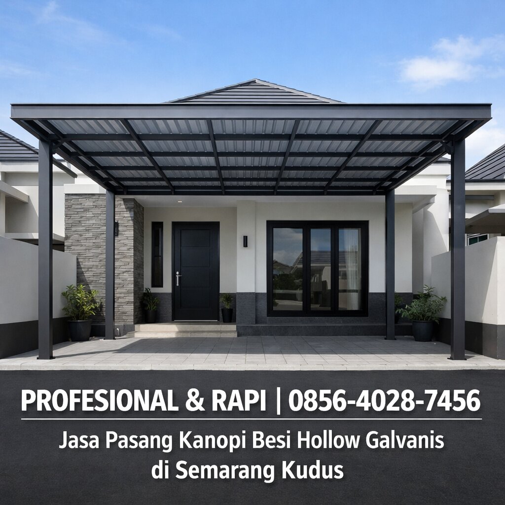 PROFESIONAL & RAPI | 0856-4028-7456 – Jasa Pasang Kanopi Besi Hollow Galvanis di Semarang Kudus