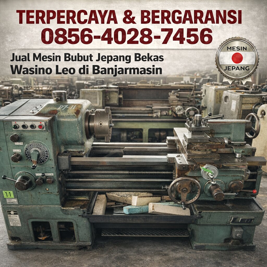 TERPERCAYA & BERGARANSI 0856-4028-7456 Jual Mesin Bubut Jepang Bekas Wasino Leo di Banjarmasin