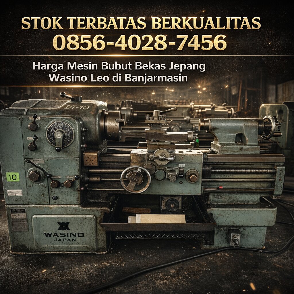 STOK TERBATAS BERKUALITAS 0856-4028-7456 Harga Mesin Bubut Bekas Jepang Wasino Leo di Banjarmasin