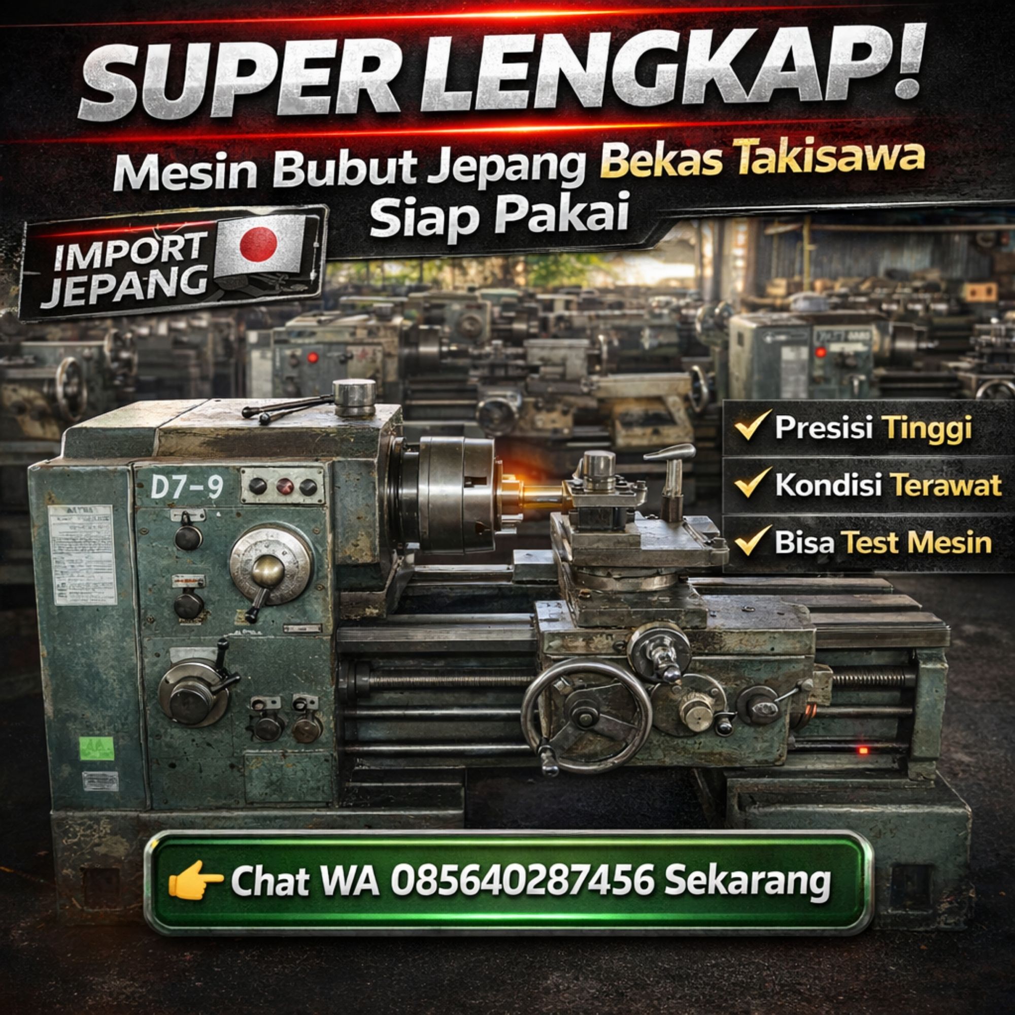 SUPER LENGKAP! WA 085640287456 Jual Mesin Bubut Jepang Bekas Mazak 860 di Denpasar Bali