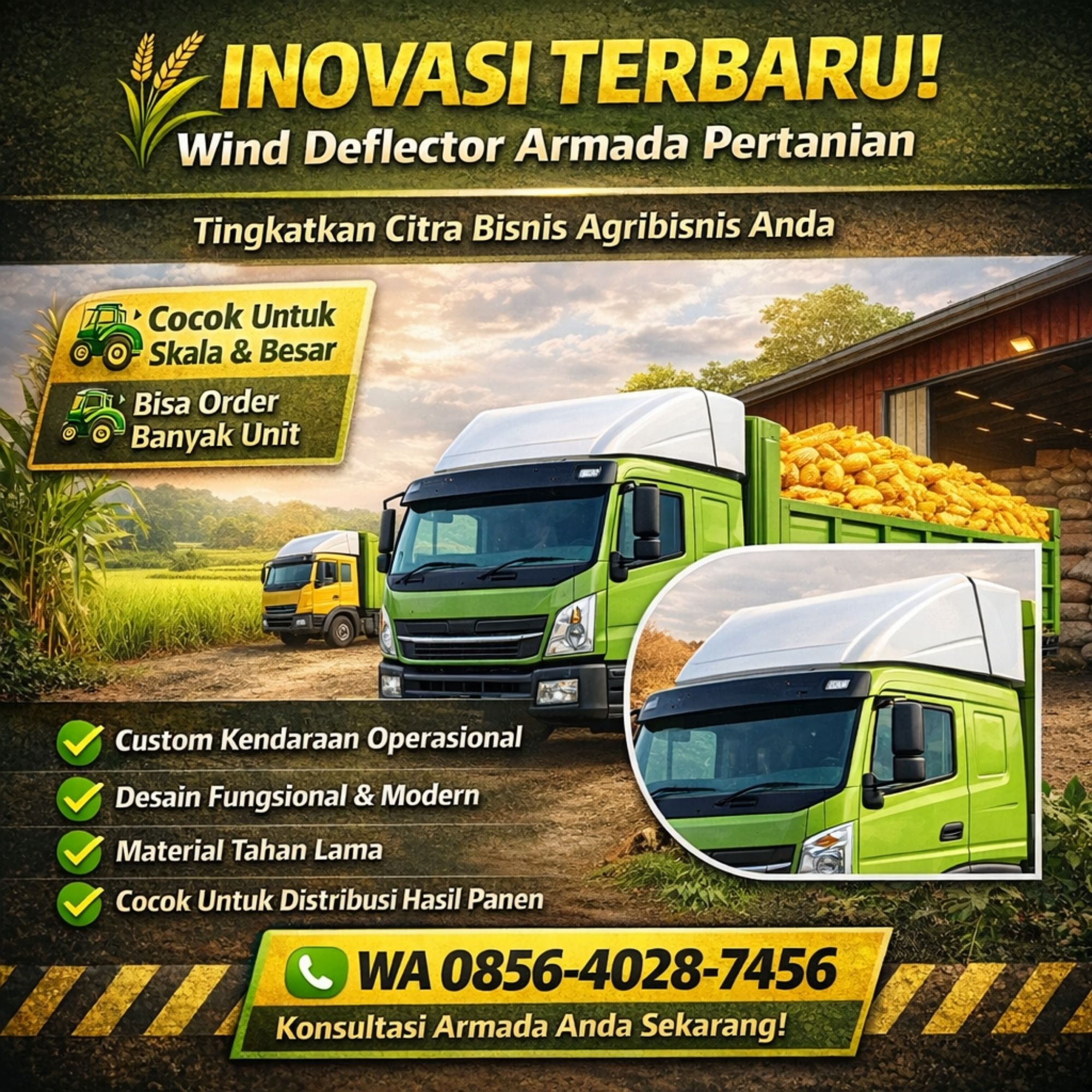 INOVASI TERBARU! WA 085640287456 Wind Deflector Armada Pertanian di Jawa Tengah