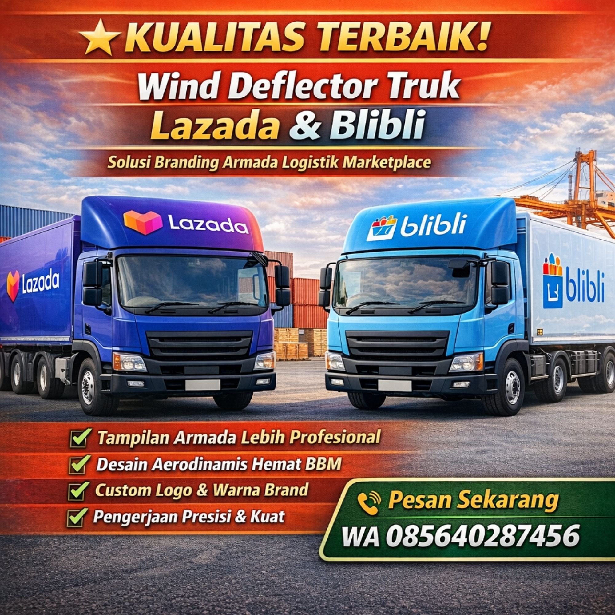 KUALITAS TERBAIK & SIAP KIRIM! WA 085640287456 Jual Wind Deflector Topi Kabin Mobil Truk Lazada Blibli di Semarang