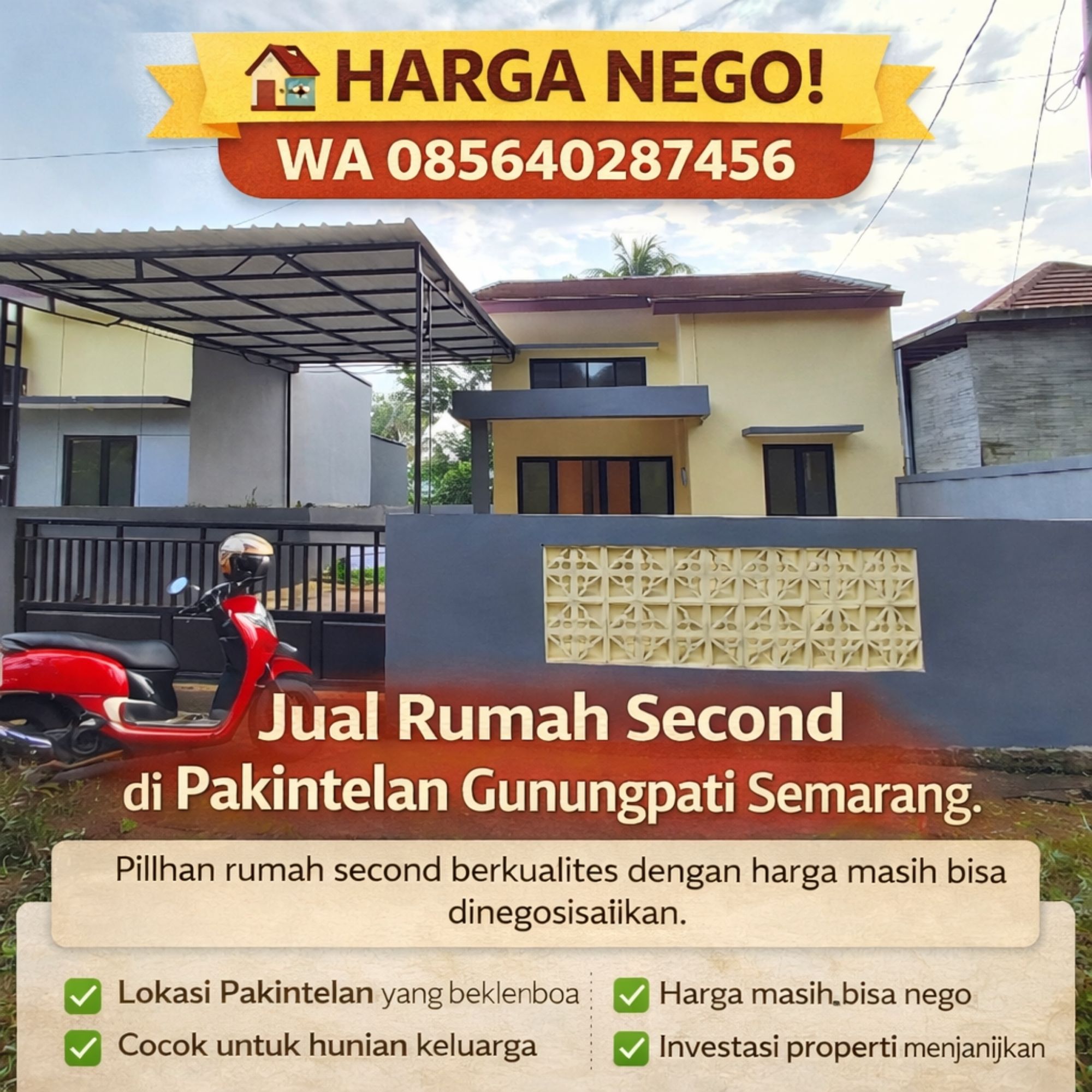 HARGA NEGO! WA 085640287456 Jual Rumah Second di Pakintelan Gunungpati Semarang – Rumah Property ID