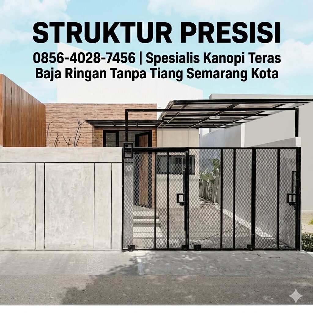 STRUKTUR PRESISI 0856-4028-7456 | Spesialis Kanopi Teras Baja Ringan Tanpa Tiang Semarang Kota