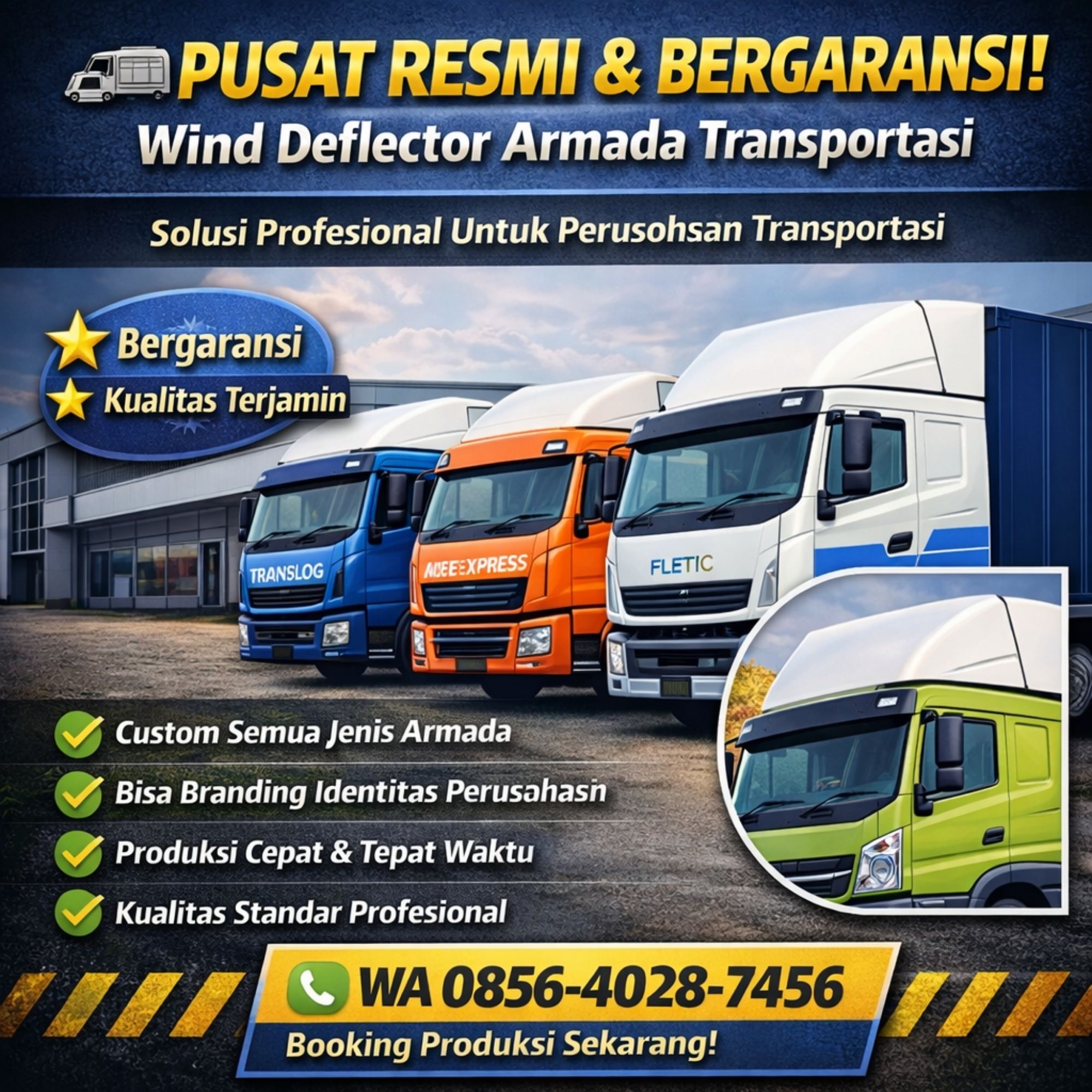 PUSAT RESMI & BERGARANSI! WA 085640287456 Wind Deflector Armada Transportasi di Semarang