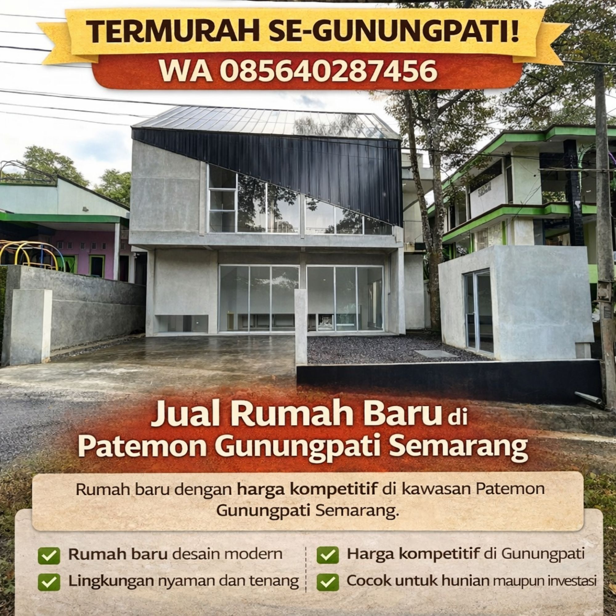 TERMURAH SE-GUNUNGPATI! WA 085640287456 Jual Rumah Baru di Patemon Gunungpati Semarang – Rumah Property ID