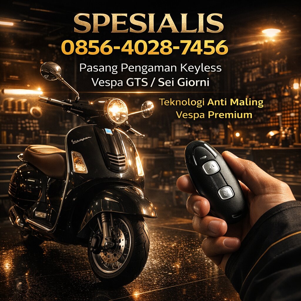 SPESIALIS 0856-4028-7456 | Pasang Pengaman Keyless Vespa GTS / Sei Giorni – Teknologi Anti Maling Vespa Premium
