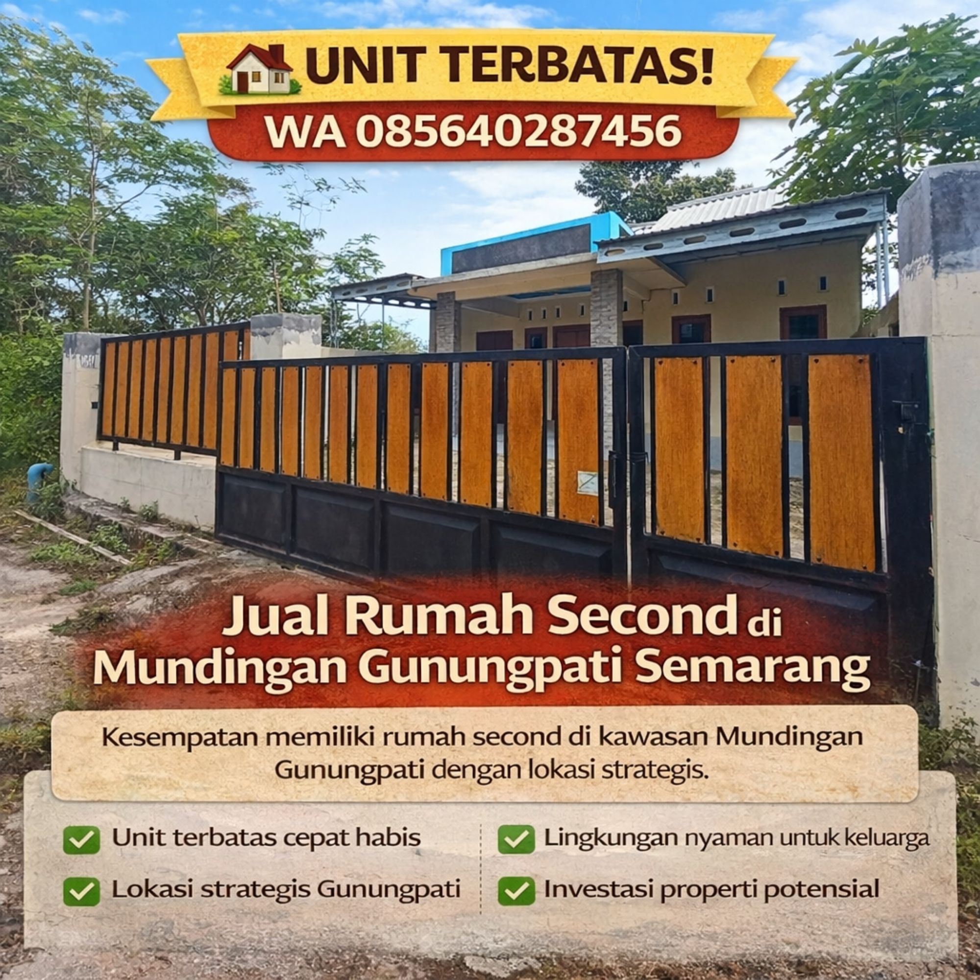 UNIT TERBATAS! WA 085640287456 Jual Rumah Second di Mundingan Gunungpati Semarang – Rumah Property ID