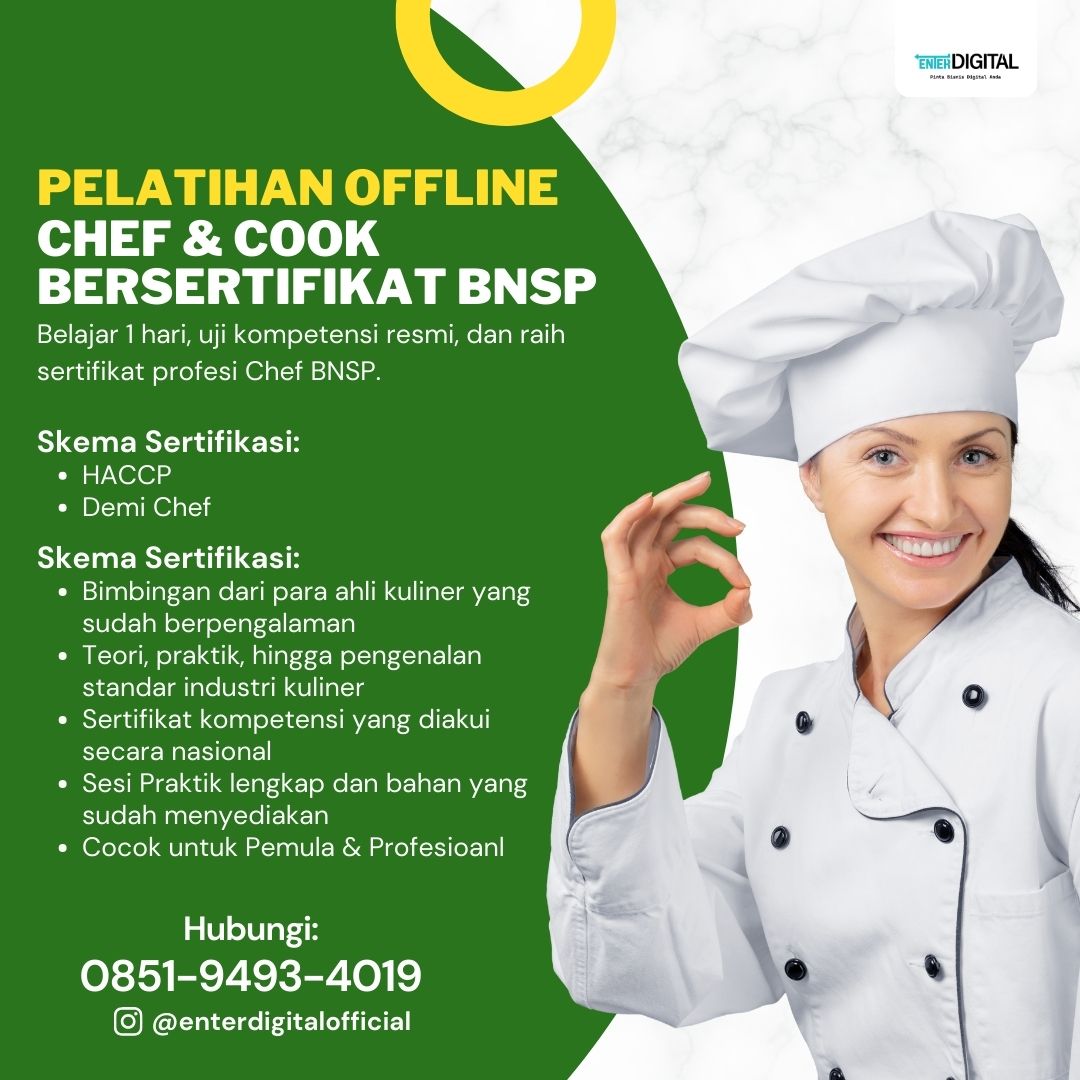 AHLI! WA: 0851-9493-4019, Sertifikasi Demi Chef Maluku
