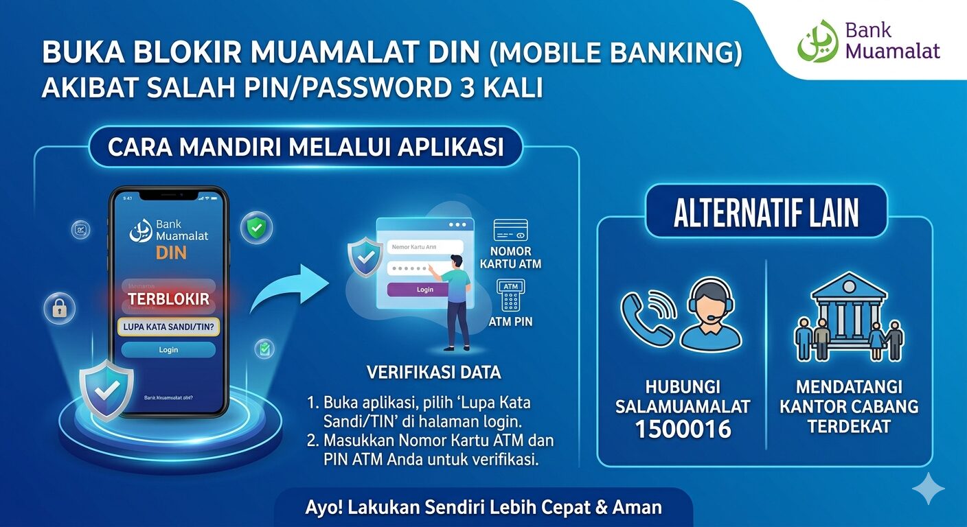 Cara mudah buka blokir salah tin Muamalat mobile